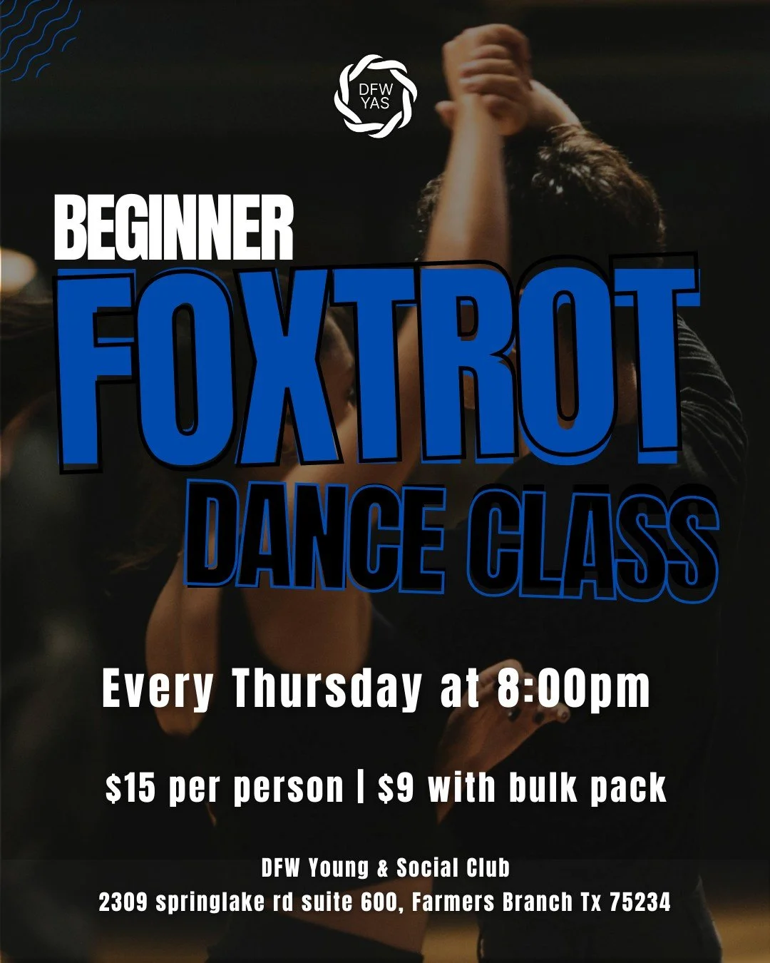 ✨ Ready to glide into ballroom?

Every Thursday in October at 8:00 PM, step into the smooth, stylish world of Foxtrot. This beginner-friendly class will teach you rhythm, basic footwork, and foundational patterns so you feel confident on the floor. N