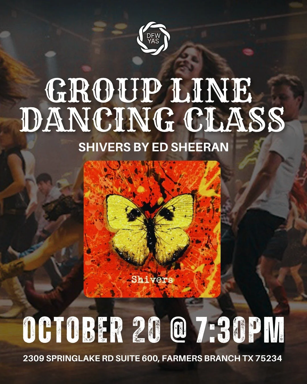 💃 Feel the rhythm, catch the beat, and dance it out with us!

Join us Monday, October 20 at 7:30 PM for our Beginner Line Dancing Class, where this week&rsquo;s routine is set to &ldquo;Shivers&rdquo; by Ed Sheeran &mdash; a fun, upbeat dance that&r