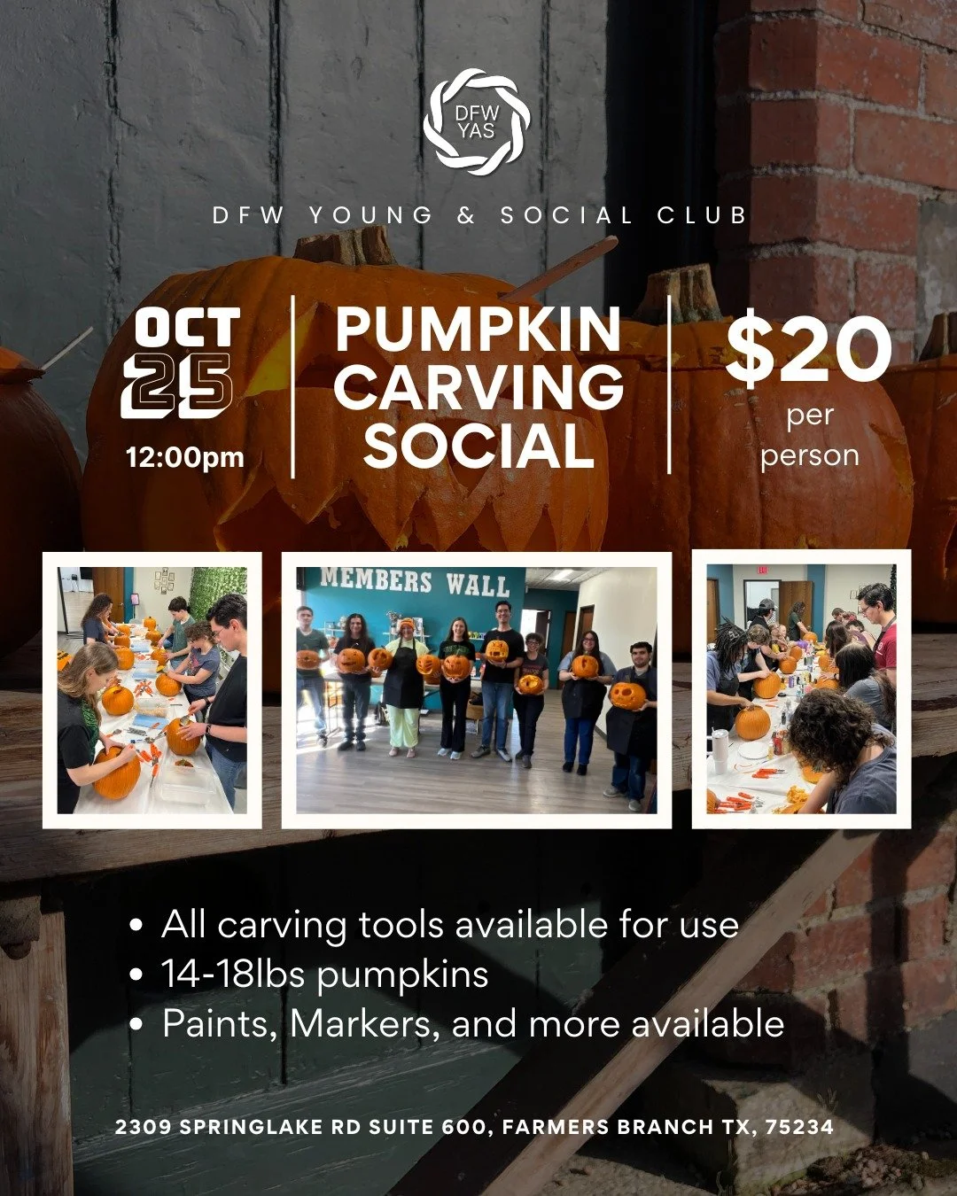 🎃 Tomorrow&rsquo;s the day &mdash; let&rsquo;s carve out some fun!

Join us for our Pumpkin Carving Social this Saturday, Oct 25 from 12&ndash;2 PM and close out spooky season with cozy vibes, good company, and jack-o&rsquo;-lantern creativity.

We&