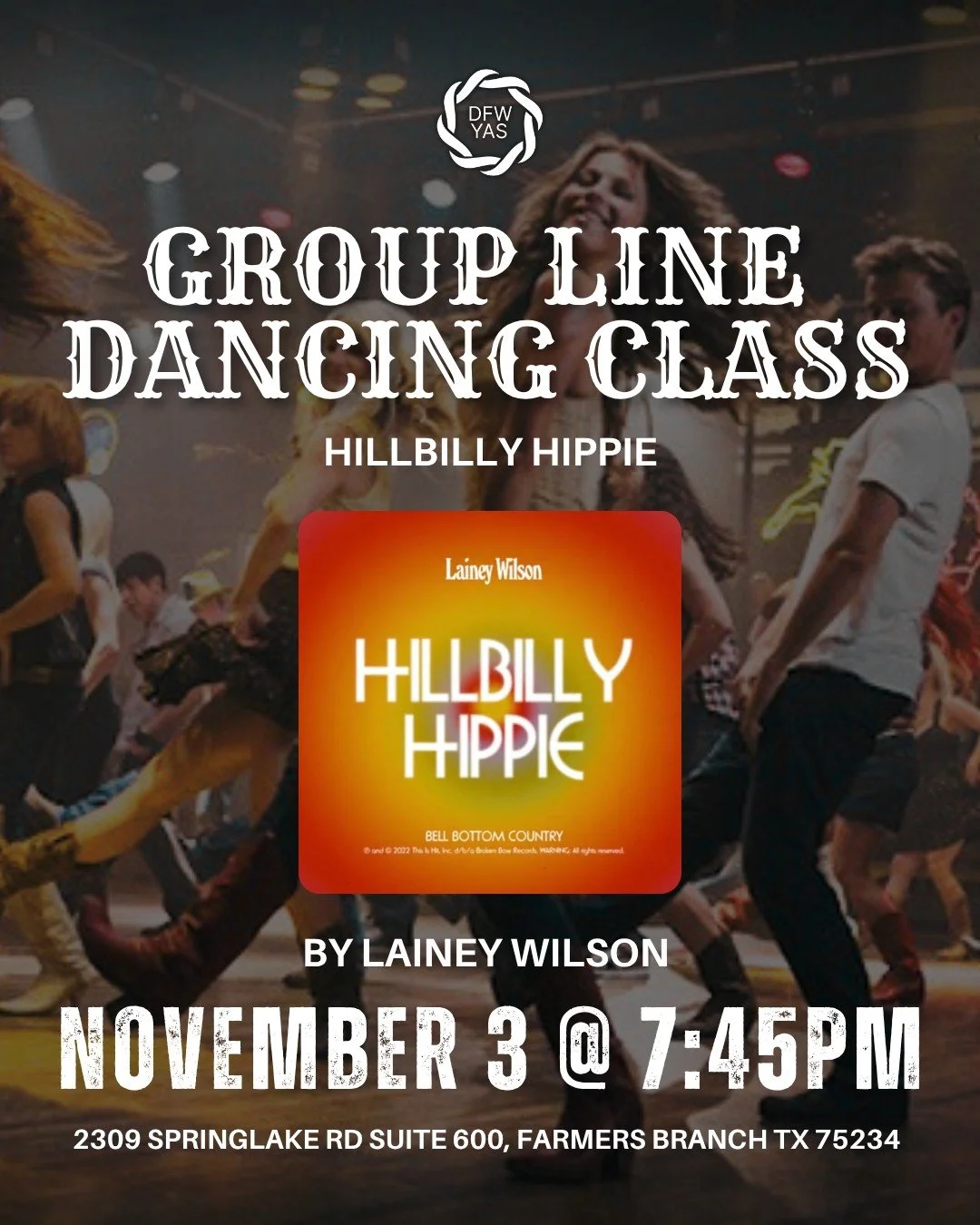 🤠 Kick off your week with a little country flair!

Join us Monday, November 3 at 7:45 PM for our Beginner Line Dancing Class, where we&rsquo;ll be dancing to &ldquo;Hillbilly Hippie&rdquo; by Lainey Wilson.

No partner, no experience &mdash; just go