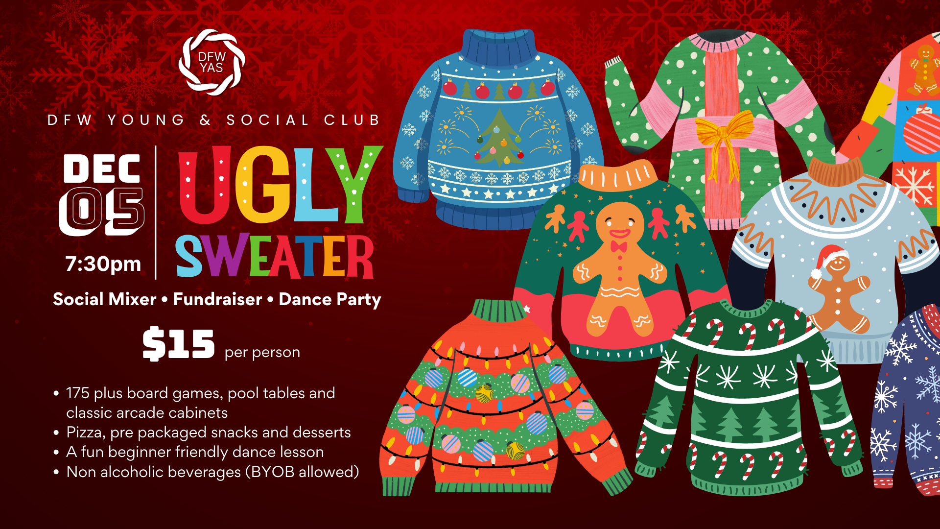 Ugly Sweater Social Mixer, Fundraiser &amp; Dance Party