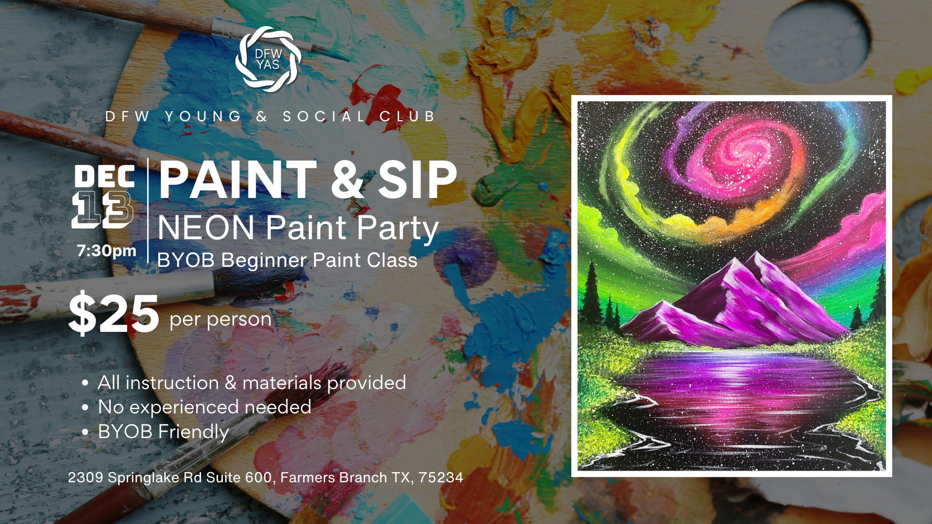 Holiday Neon Paint & Sip Party