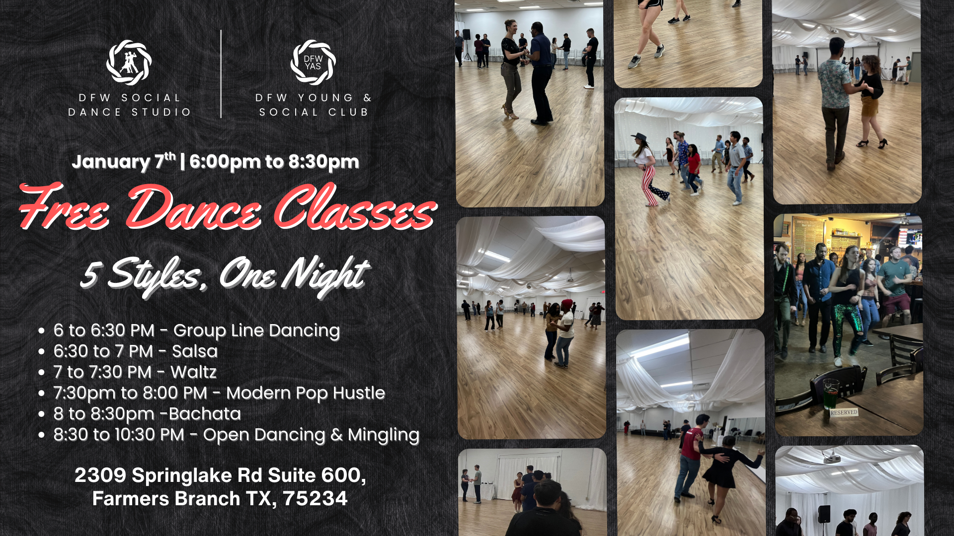 Free Dance Class Sampler Night: 5 Styles (First Come First Serve)