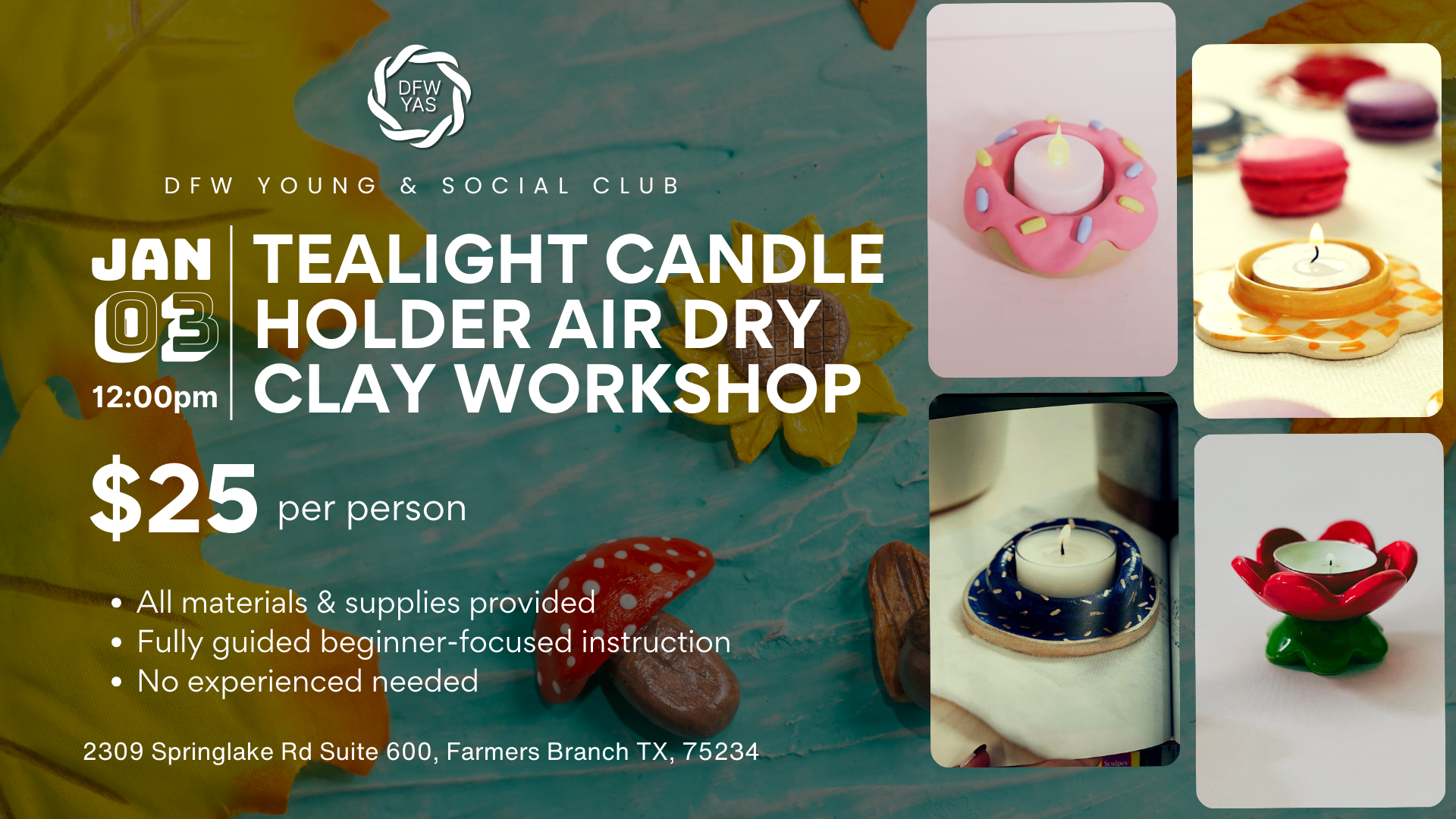 Tealight Candle Holder Air-Dry Clay Workshop