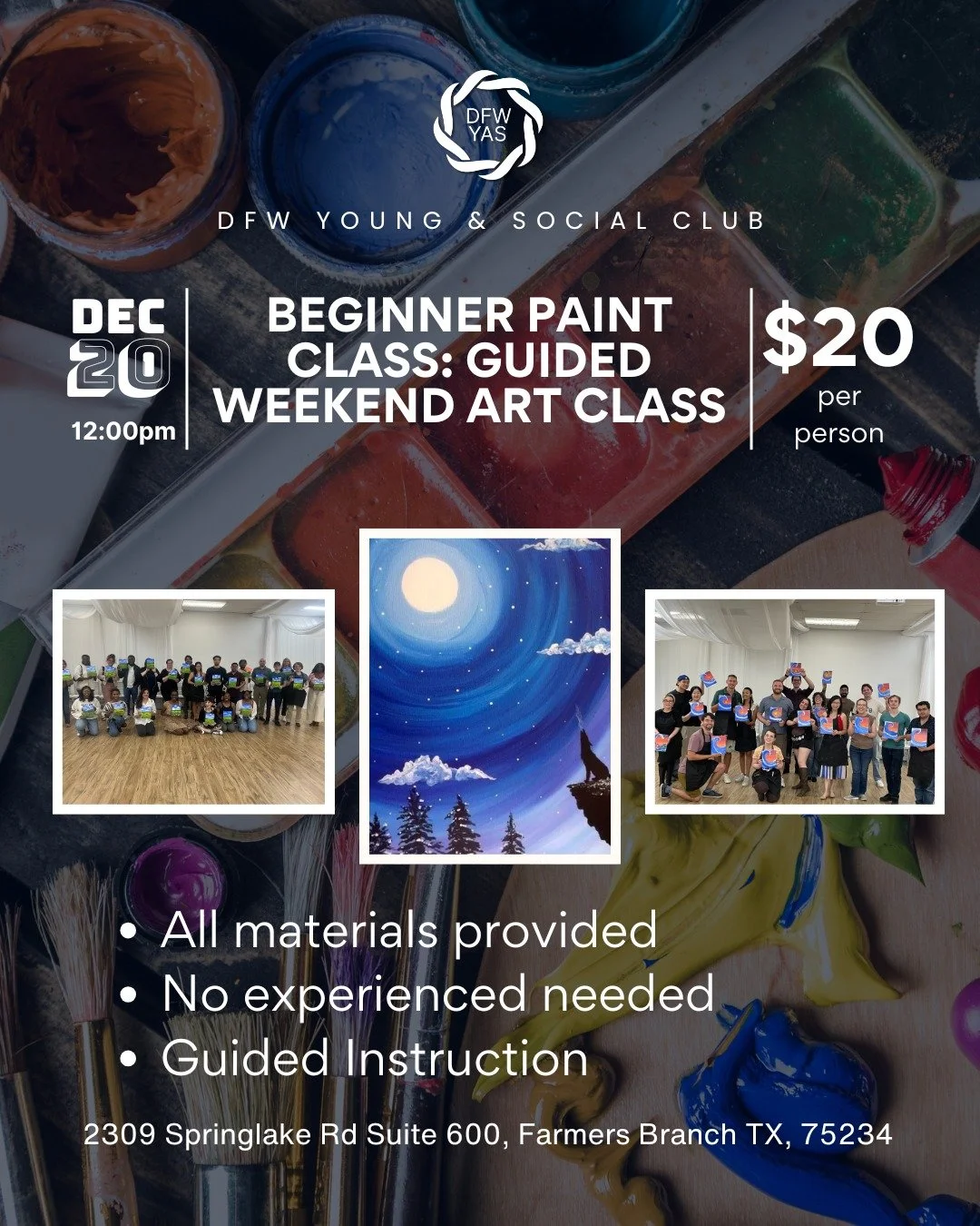 🎨 Looking for a cozy weekend creative break

Join us on Saturday, Dec 20 at 12 PM for our Beginner Paint Class, a guided art session designed to help you unwind, explore and make something you&rsquo;re proud of. No experience needed. Just show up, r
