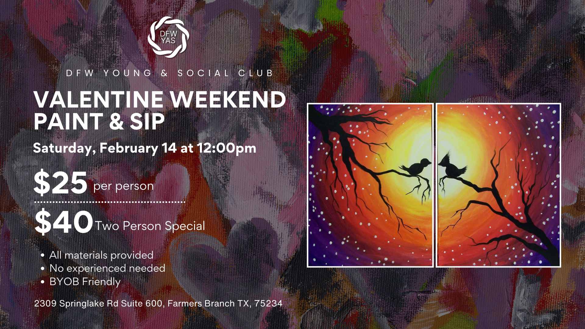 Valentine’s Weekend Painting Class (Saturday, Session 1)