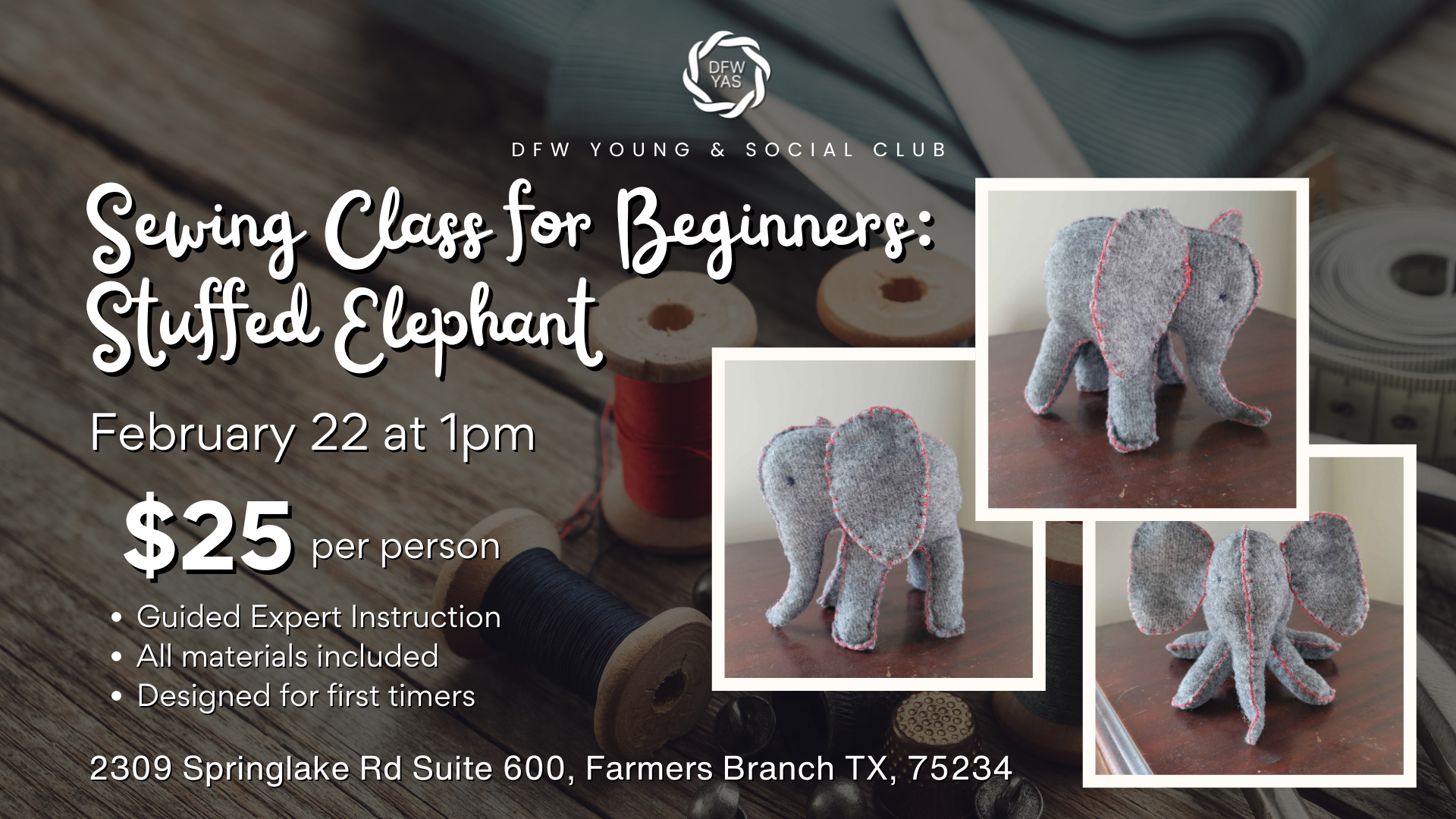 Sewing Class for Beginners: Stuffed Elephant
