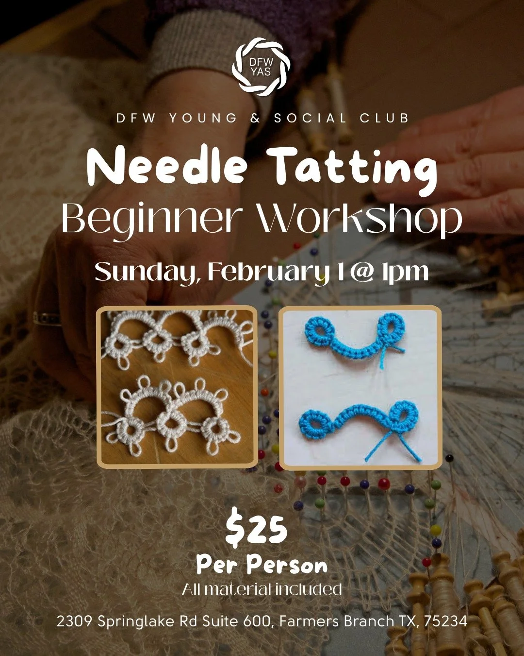 🧵 Curious about a slower, more meditative craft

Join us on Sunday, Feb 1 from 1&ndash;3 PM for Needle Tatting for Beginners, a gentle introduction to this delicate and relaxing fiber art. We&rsquo;ll walk through the foundational techniques togethe