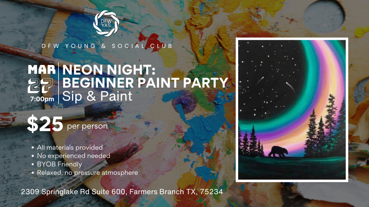 Neon Night: Beginner Paint Party | Sip &amp; Paint