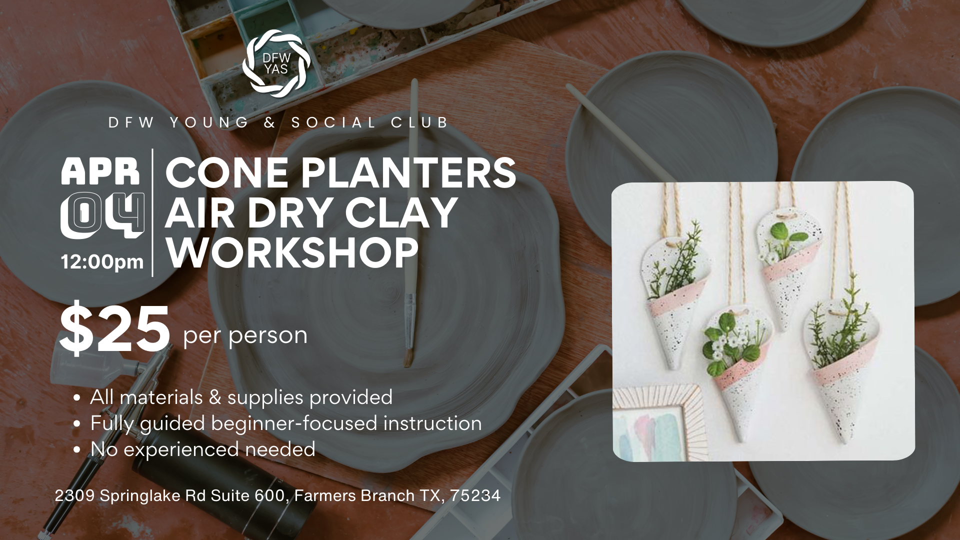 Cone Wall Planter Air-Dry Clay Workshop