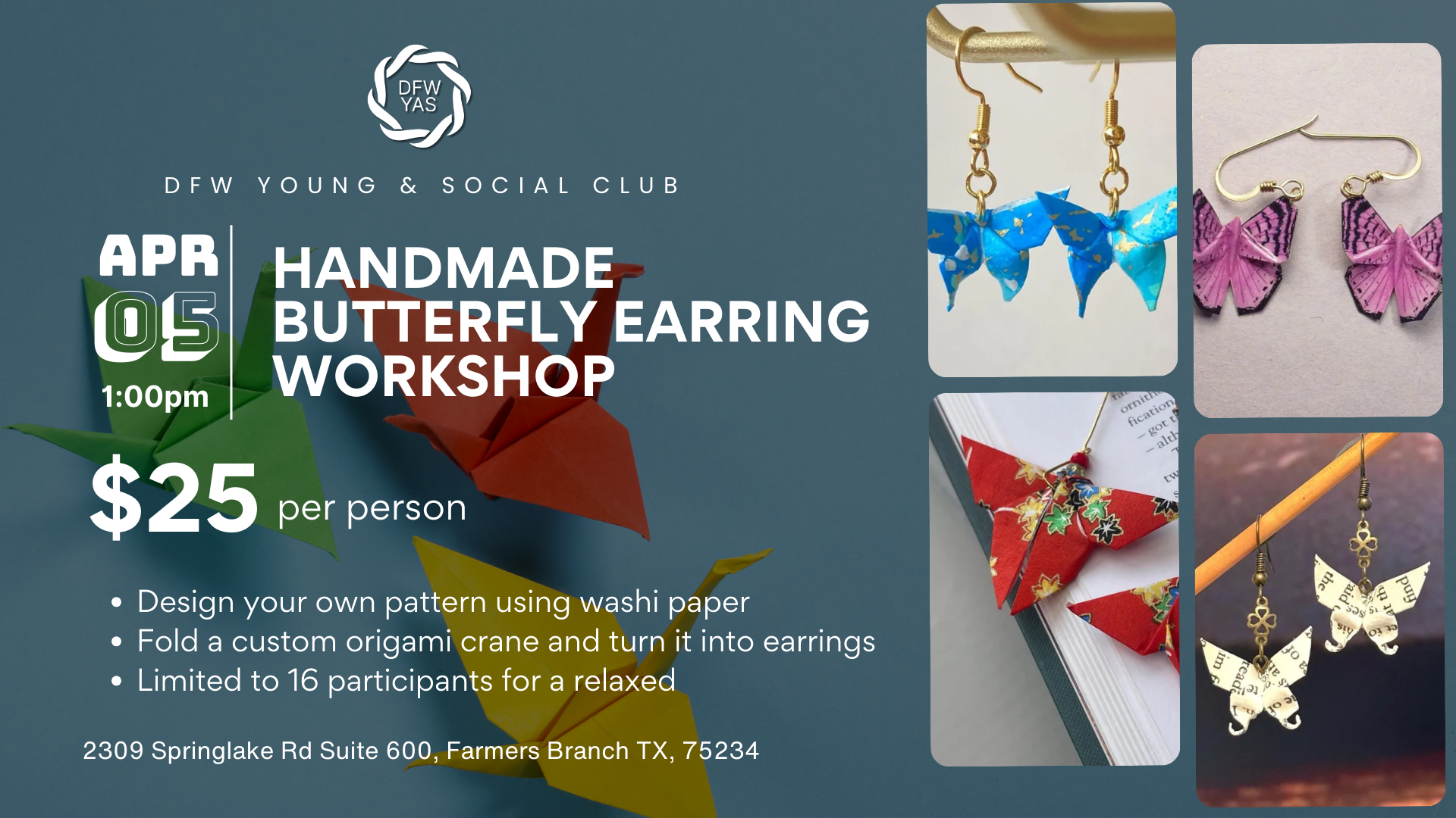 Butterfly Origami Earring Workshop