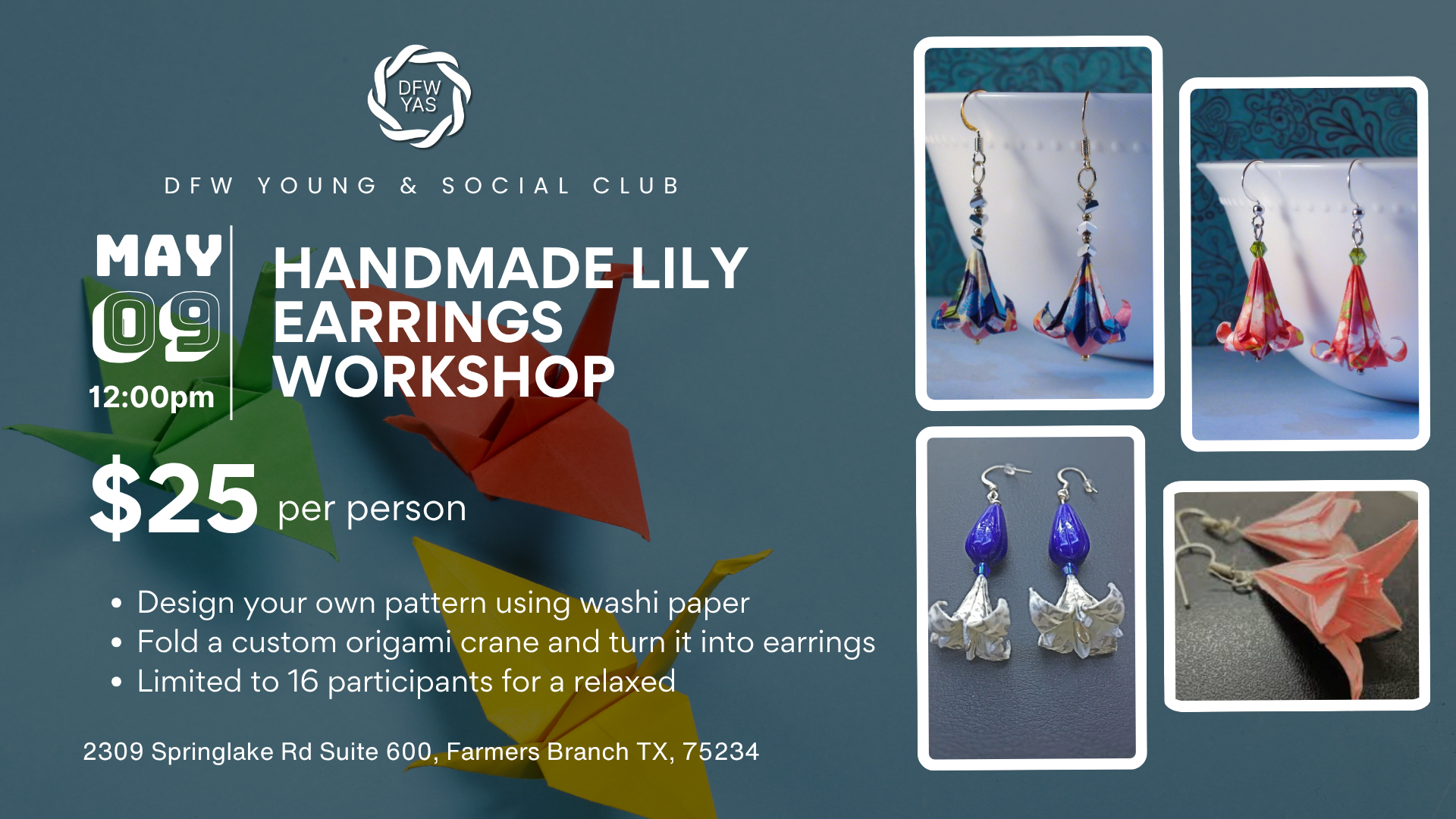 Lily Flower Origami Earring Workshop