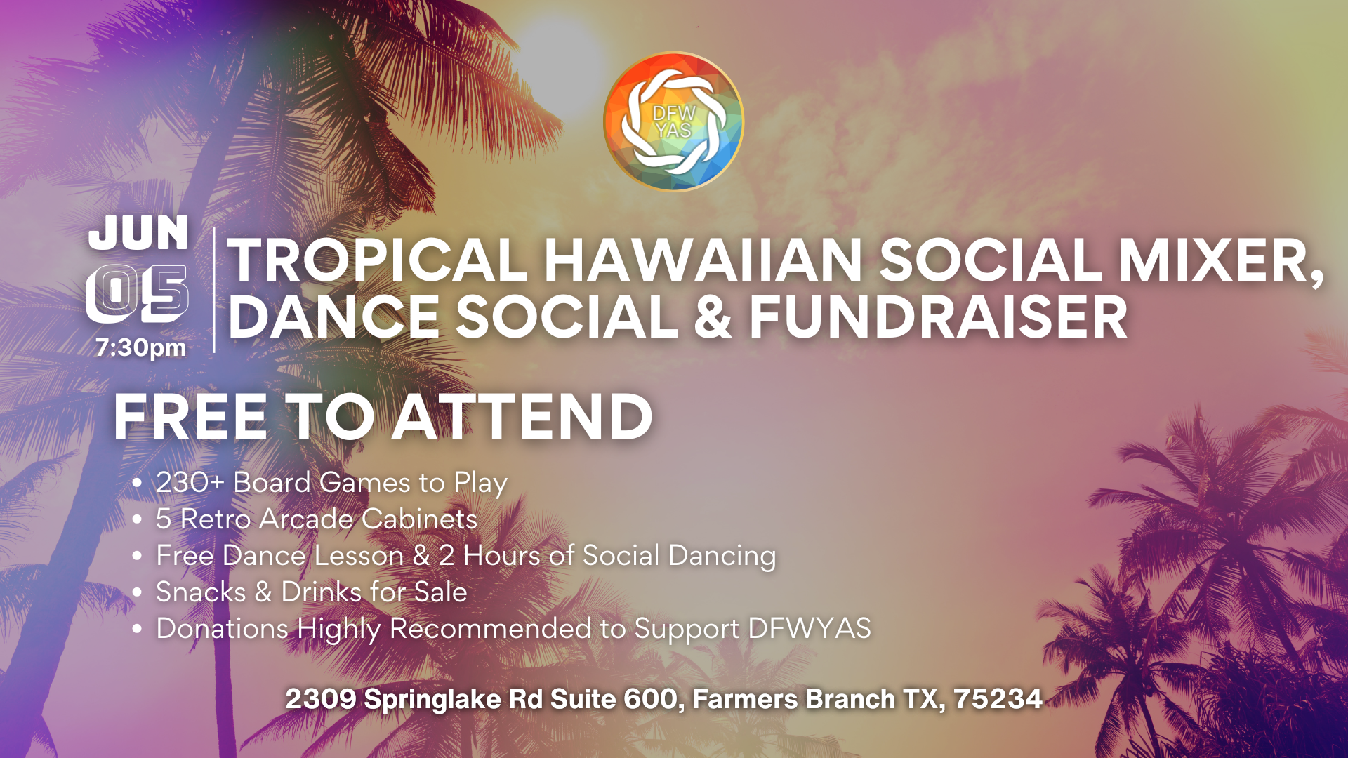 Tropical Hawaiian Social Mixer, Dance Social &amp; Fundraiser