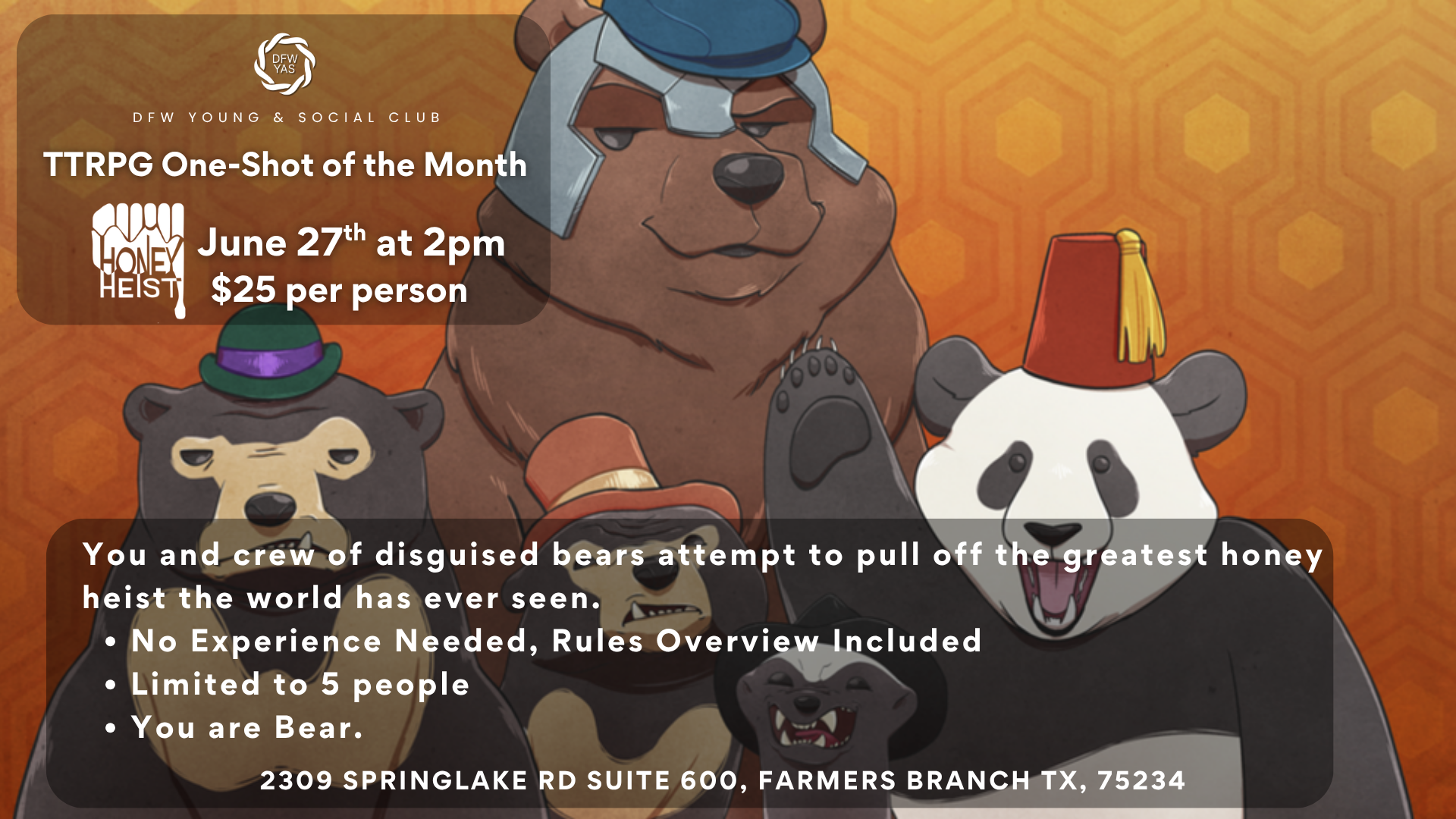 Honey Heist: TTRPG One-Shot of the Month