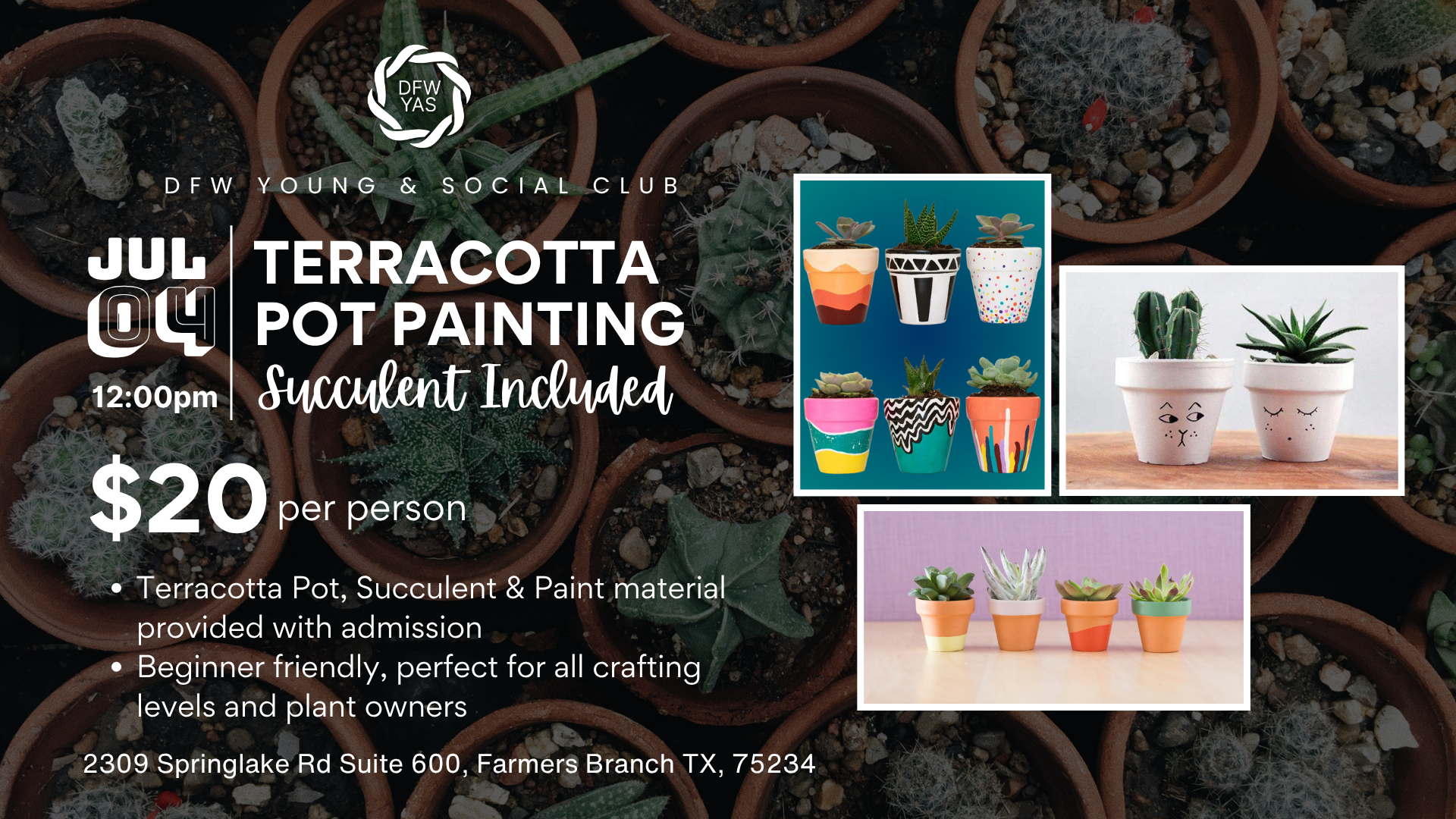 Terracotta Pot Painting Workshop | Succulent included