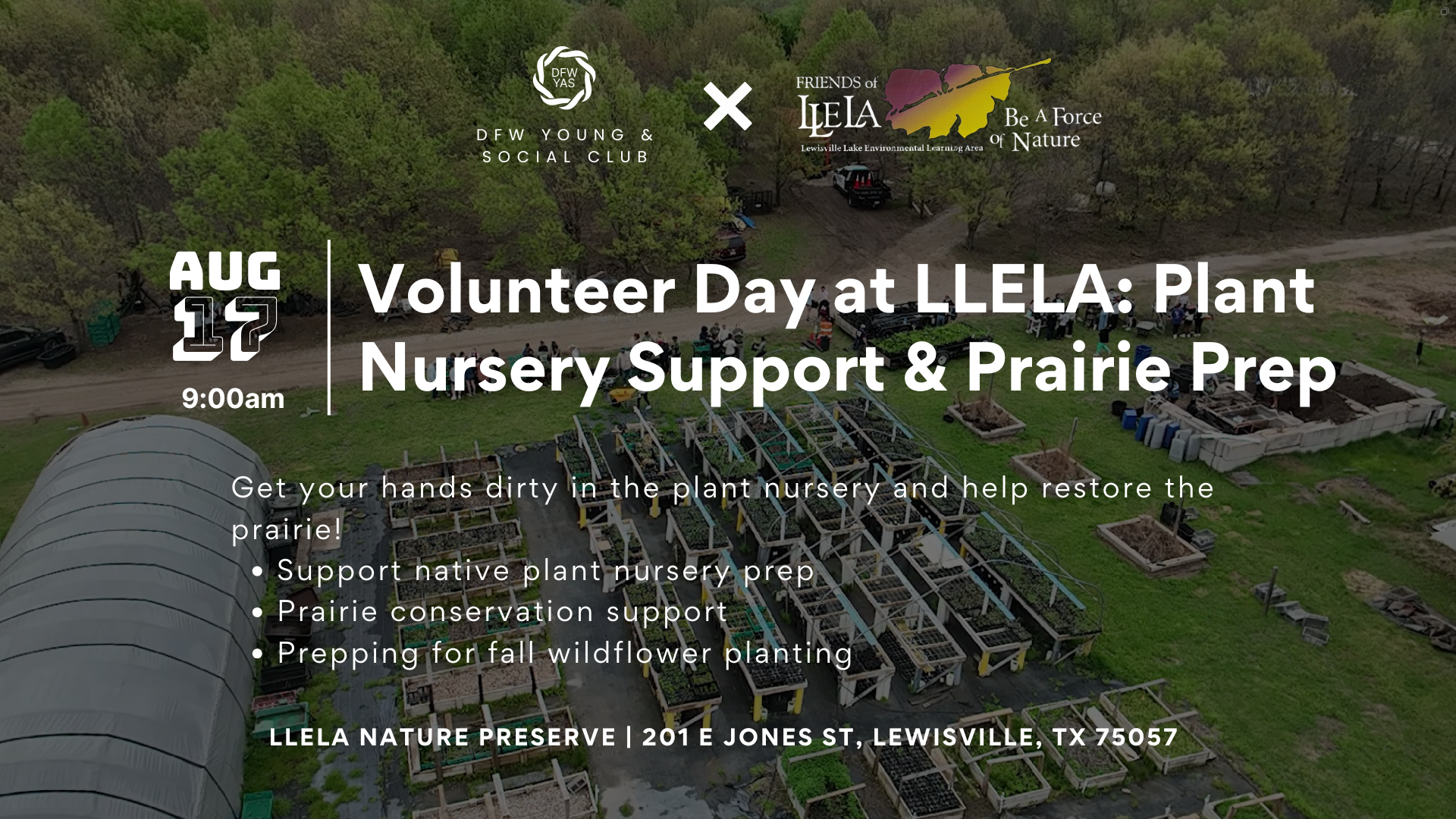 Volunteer Day at LLELA: Plant Nursery Support & Prairie Prep