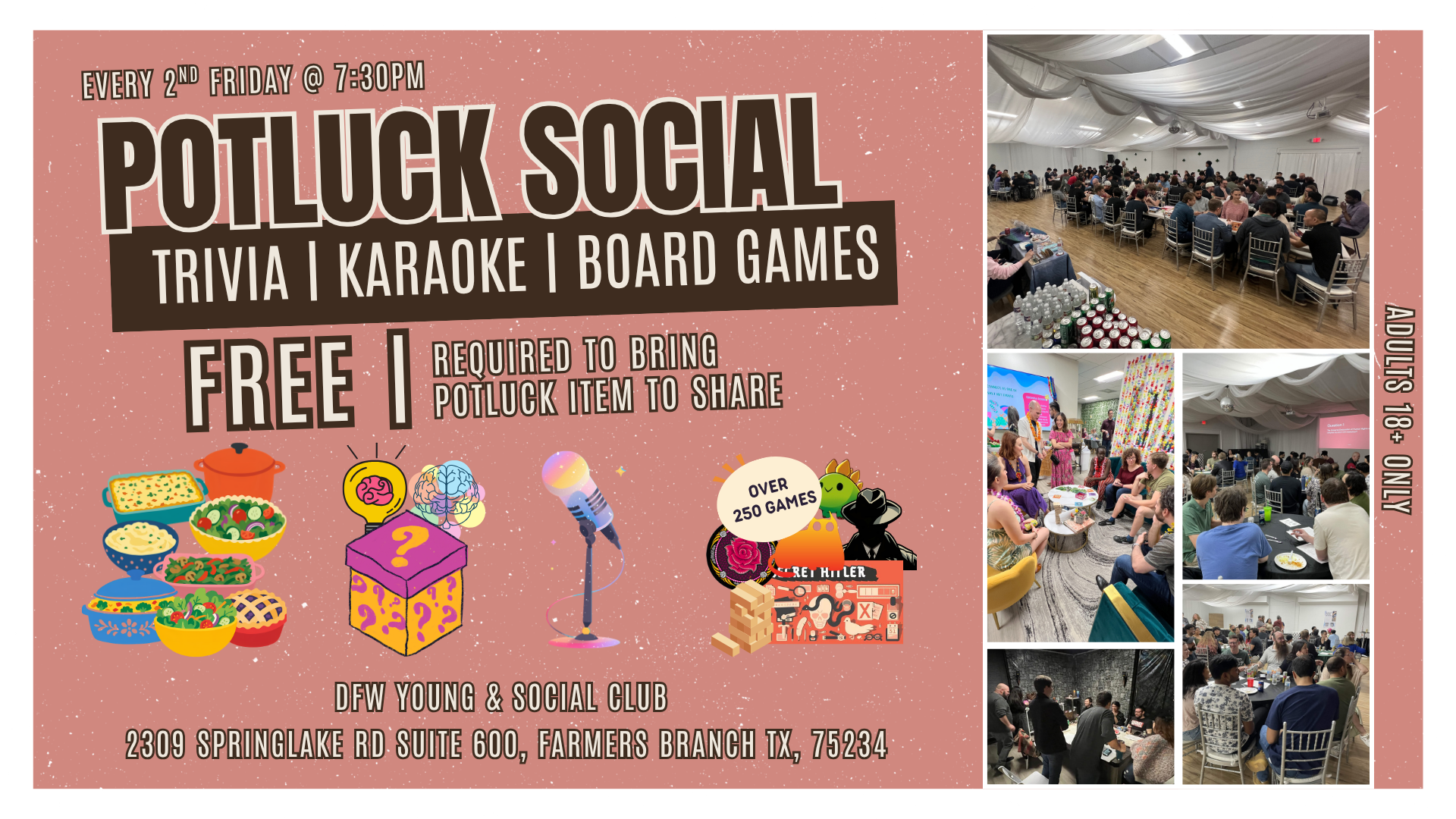 Potluck Social: Trivia, Karaoke, and Board Games