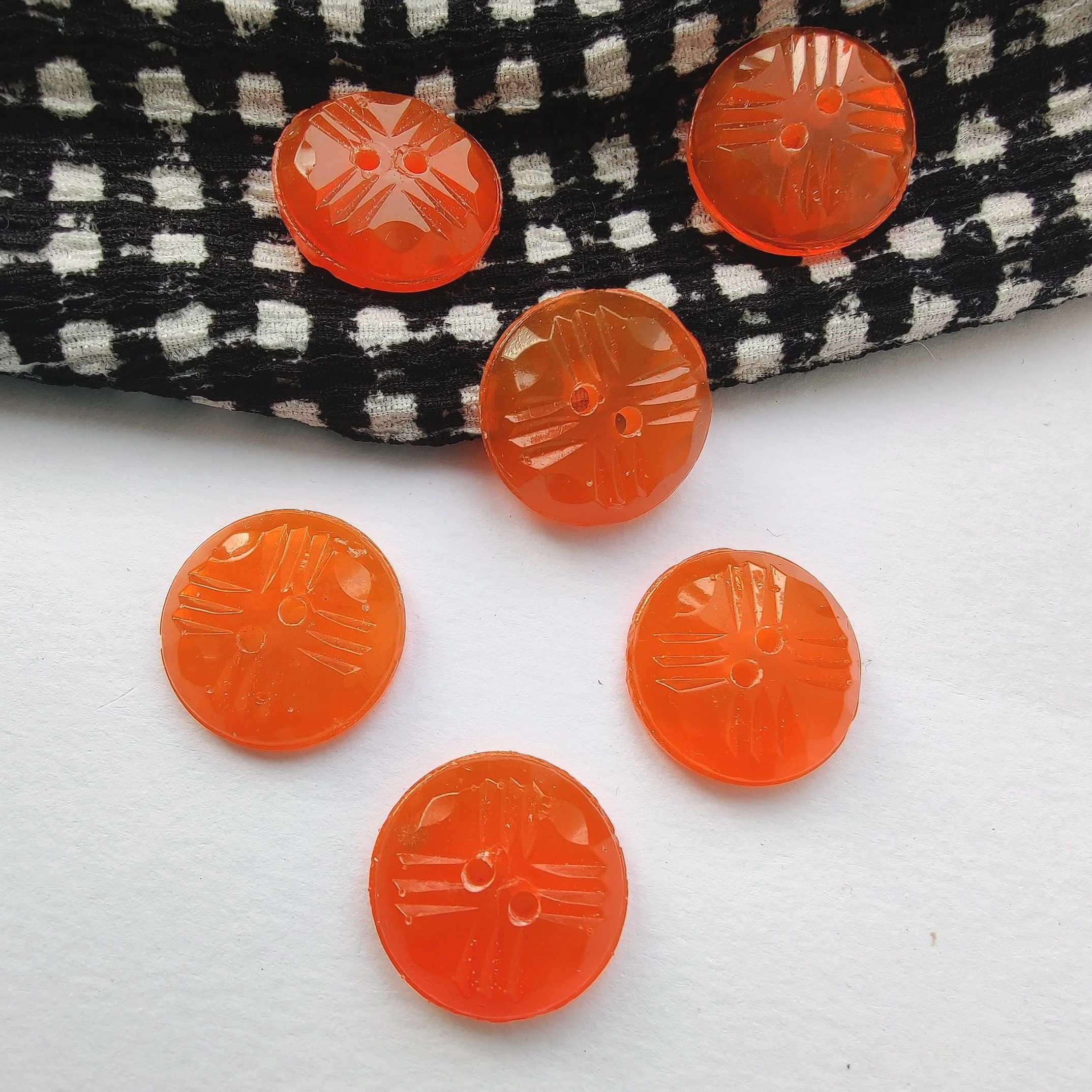 Tangerine Deco Buttons Pack of 6