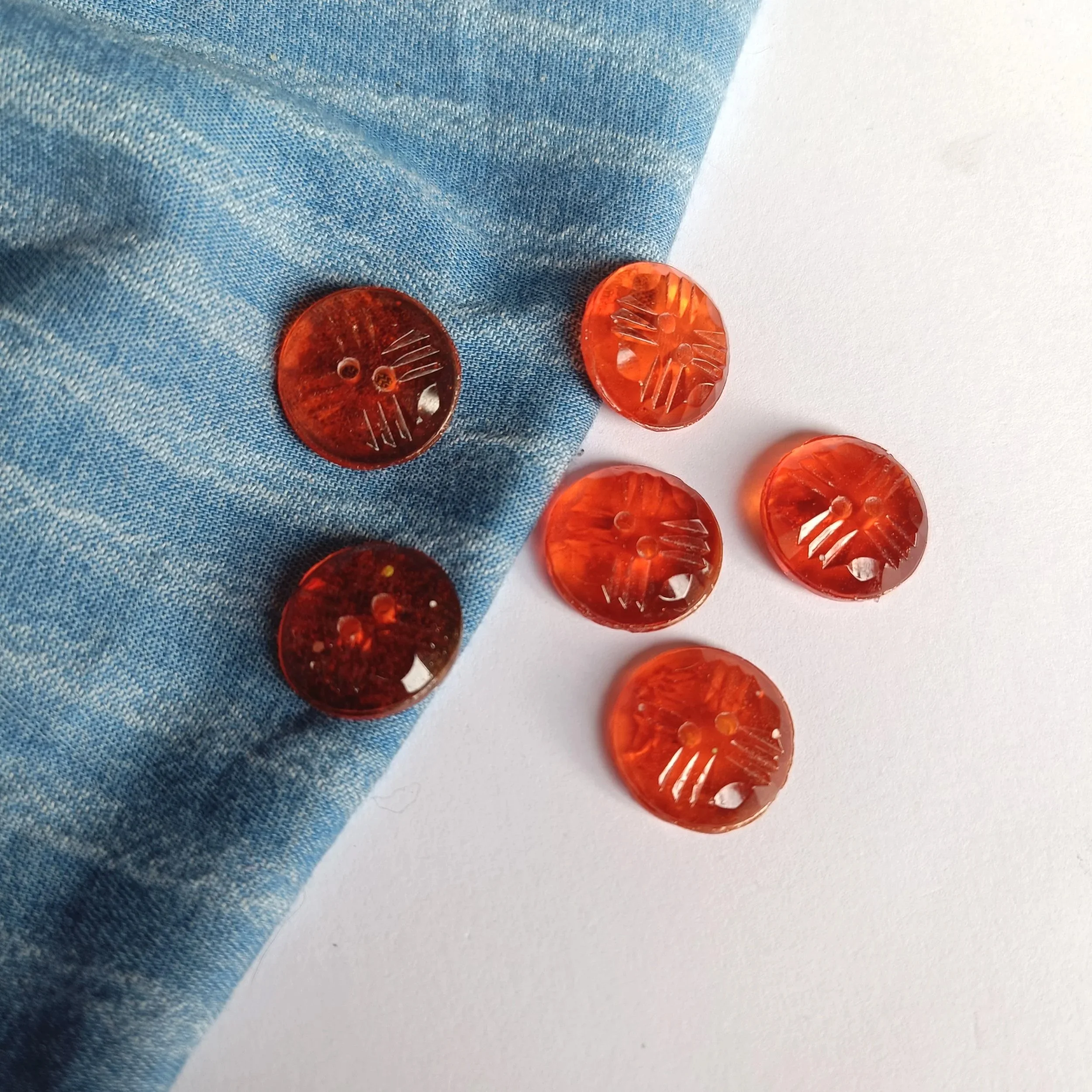 Orange Deco Buttons Pack of 6
