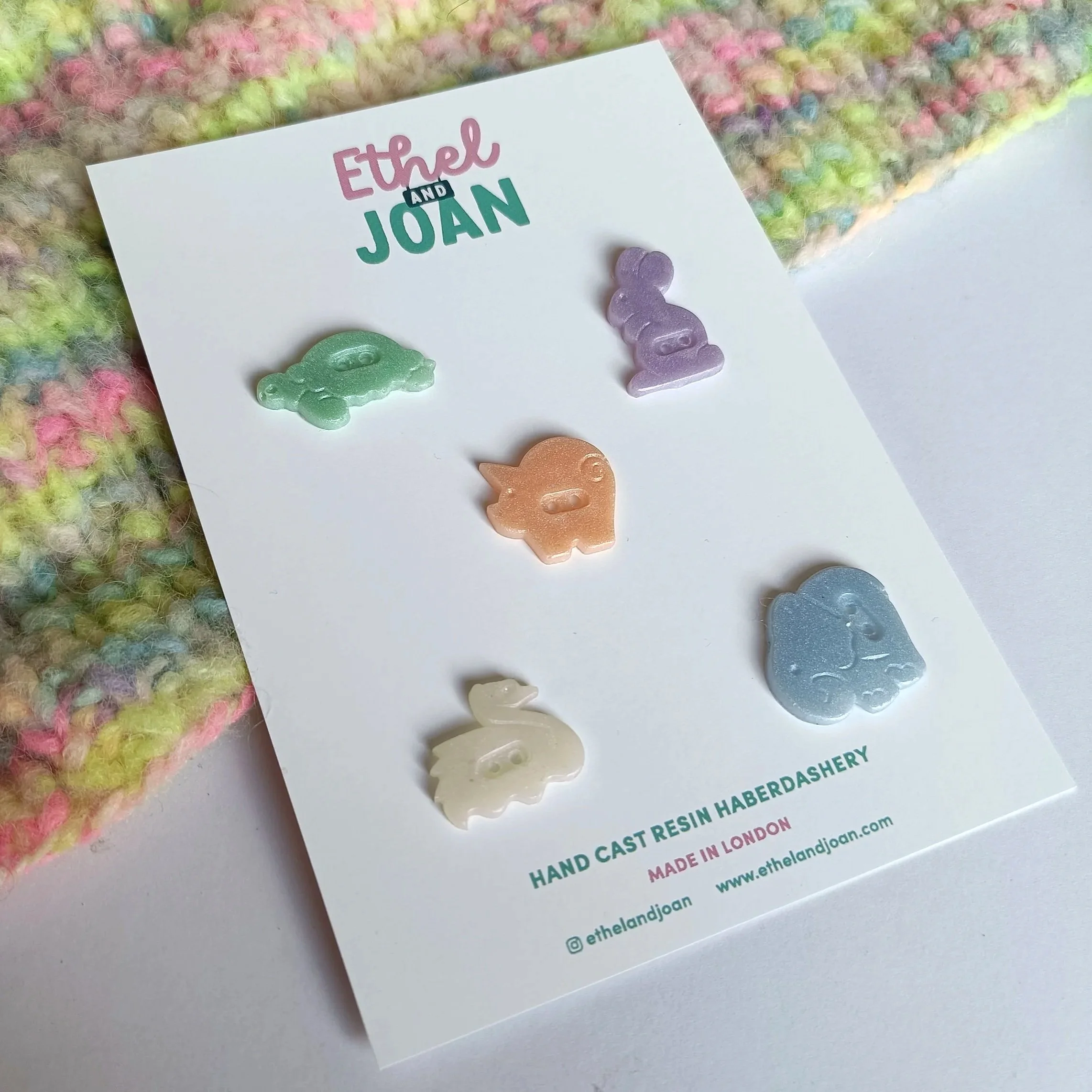 Pastel  Menagerie Buttons Pack of 5