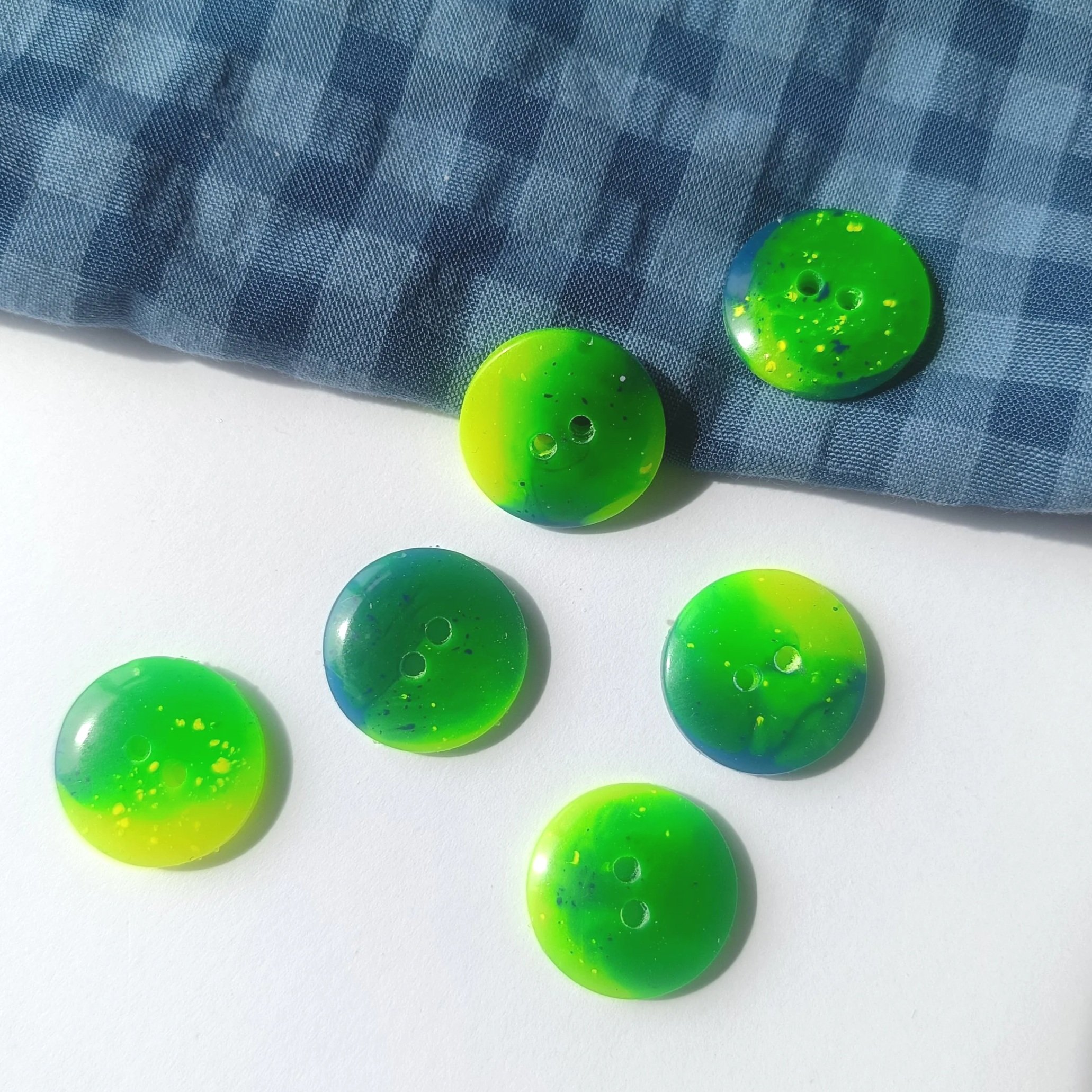 Neon Spring Marble Buttons Pack of 6