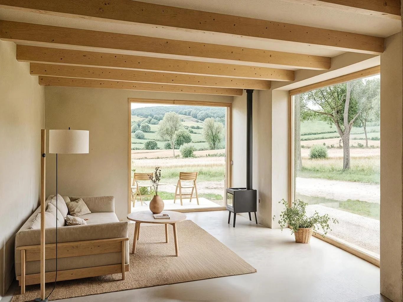 Casa sostenible de madera y piedra junto al hayedo de Montejo