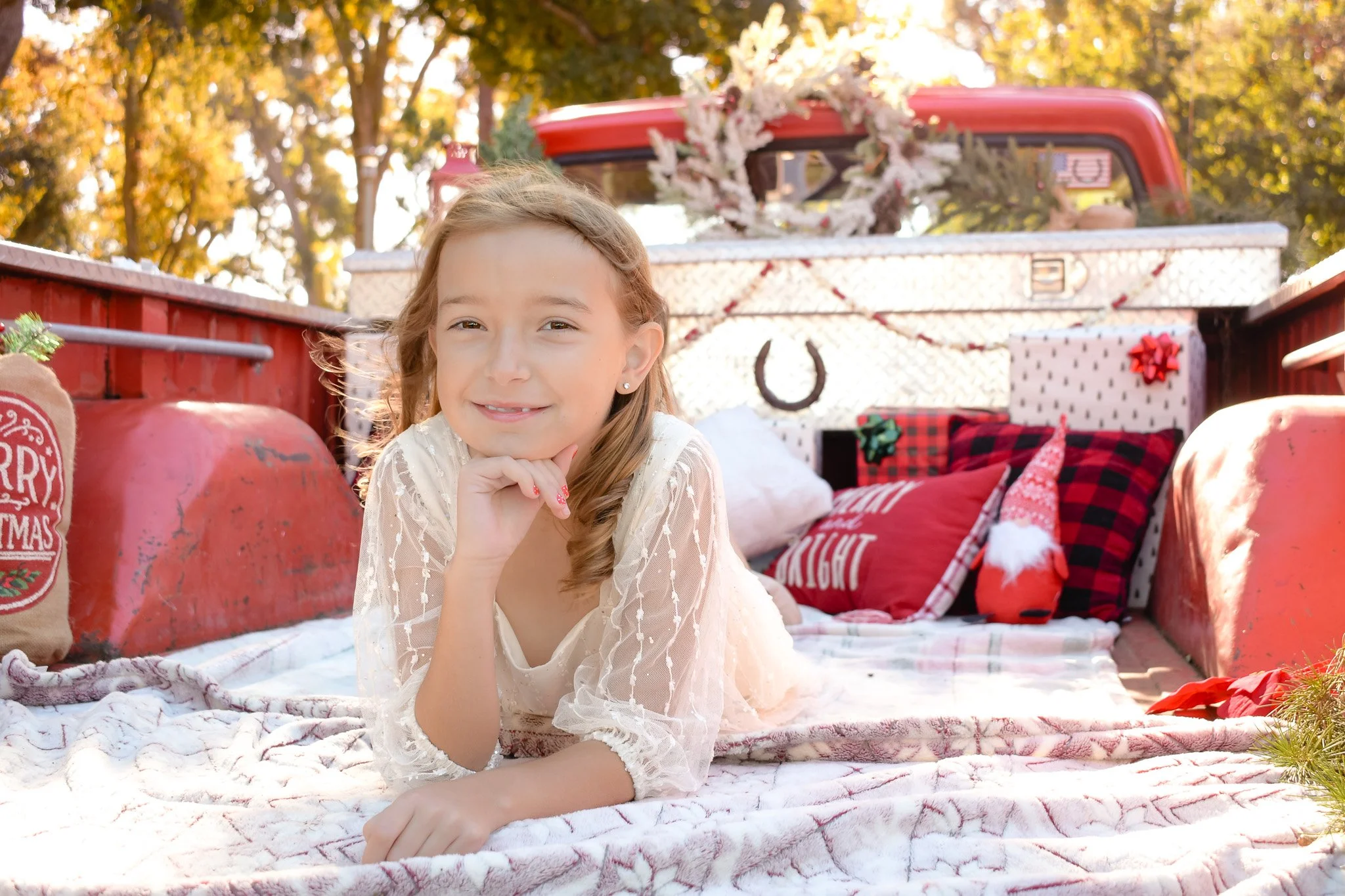 Vintage Red Truck Family Christmas Mini Portrait Sessions