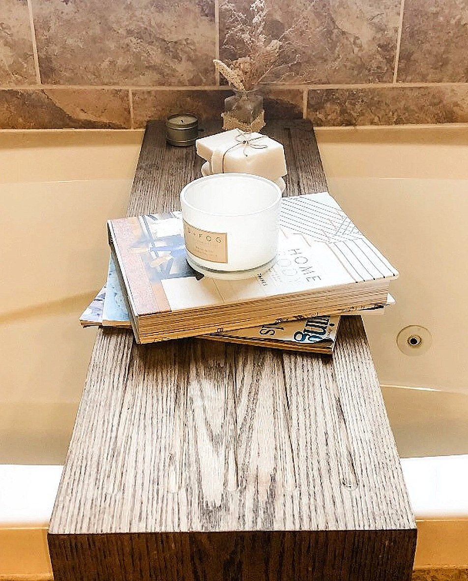 Rustic Solid Wood Bathtub Tray 