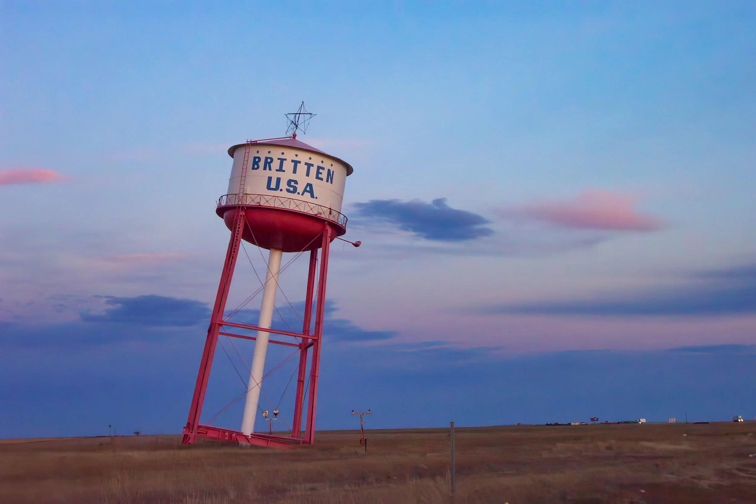 Leaning water tower - Britton, Oklahoma