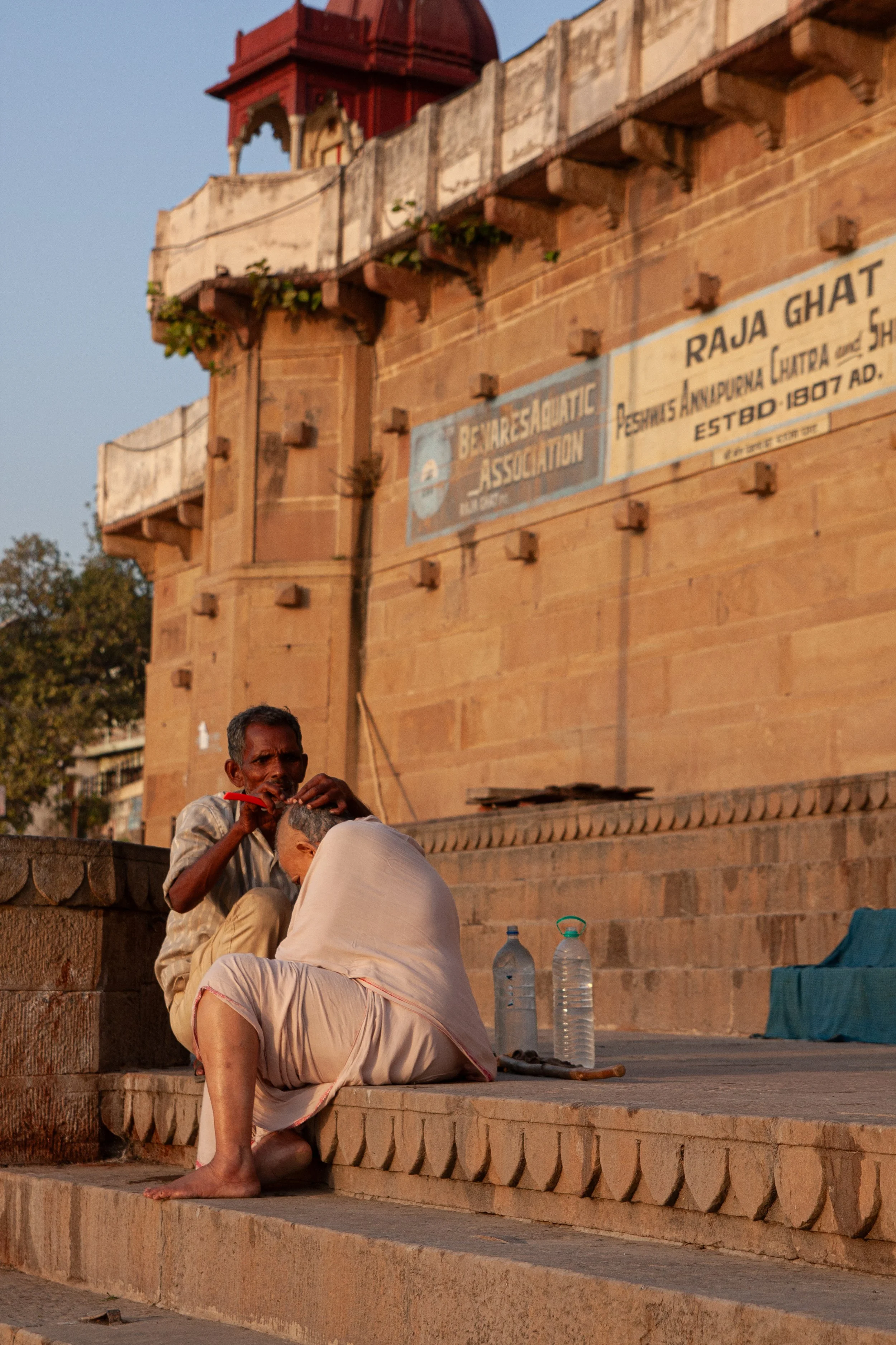 Ritual shaving - Varanasi, India