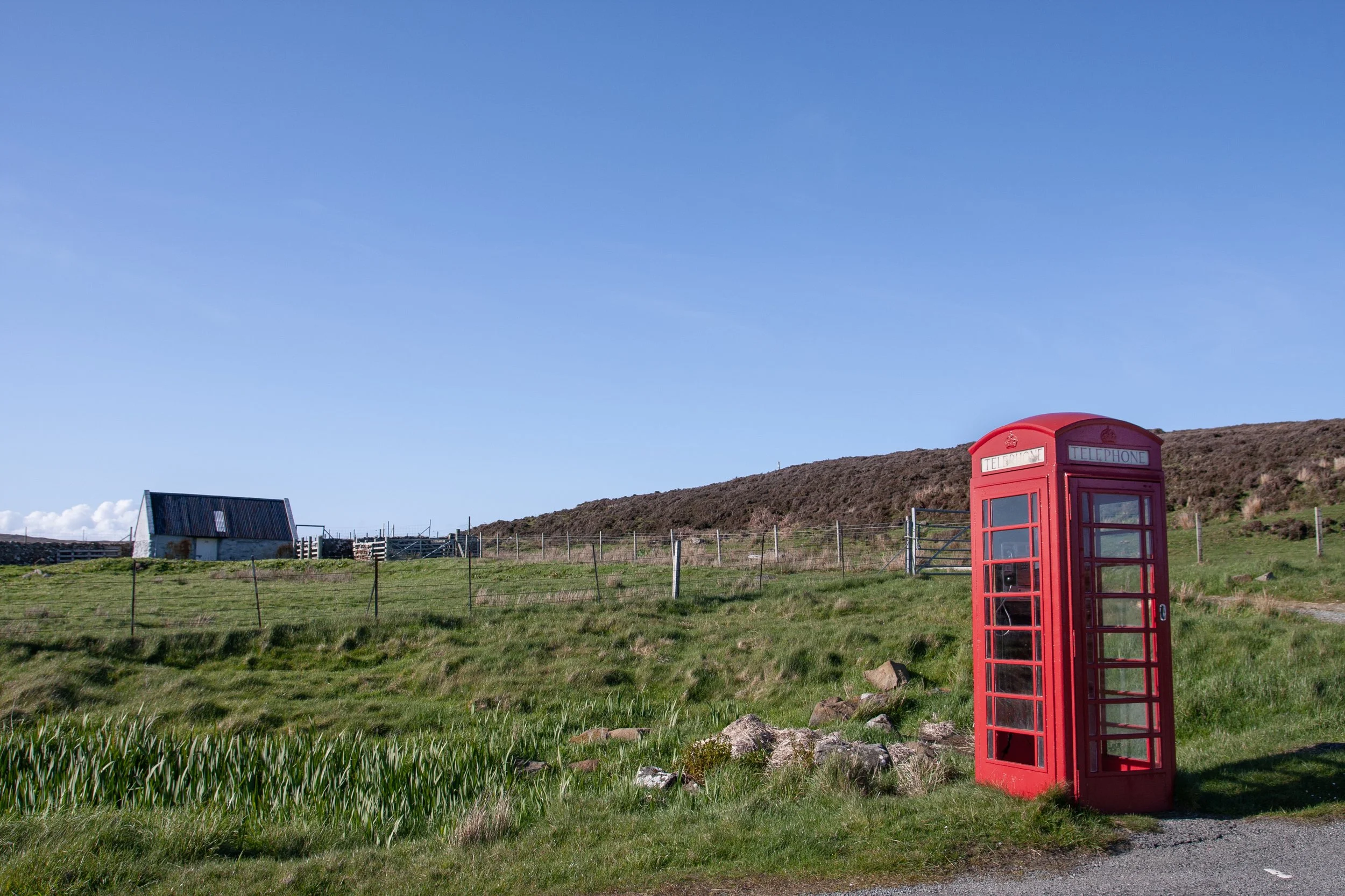 Phone booth in the wild - Isle of Skye, Scotland