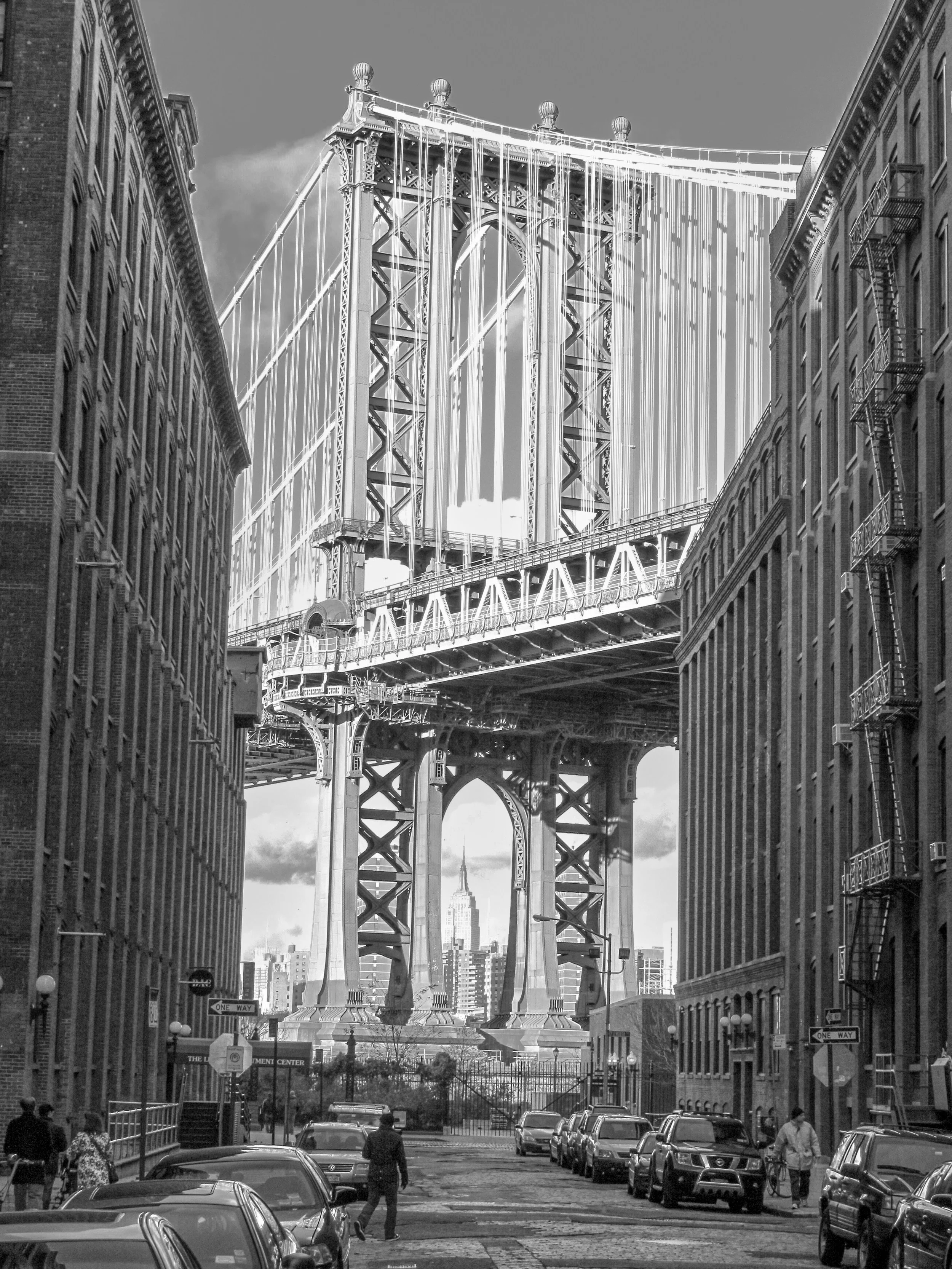 Empire State through the bridge - Brooklyn, New York