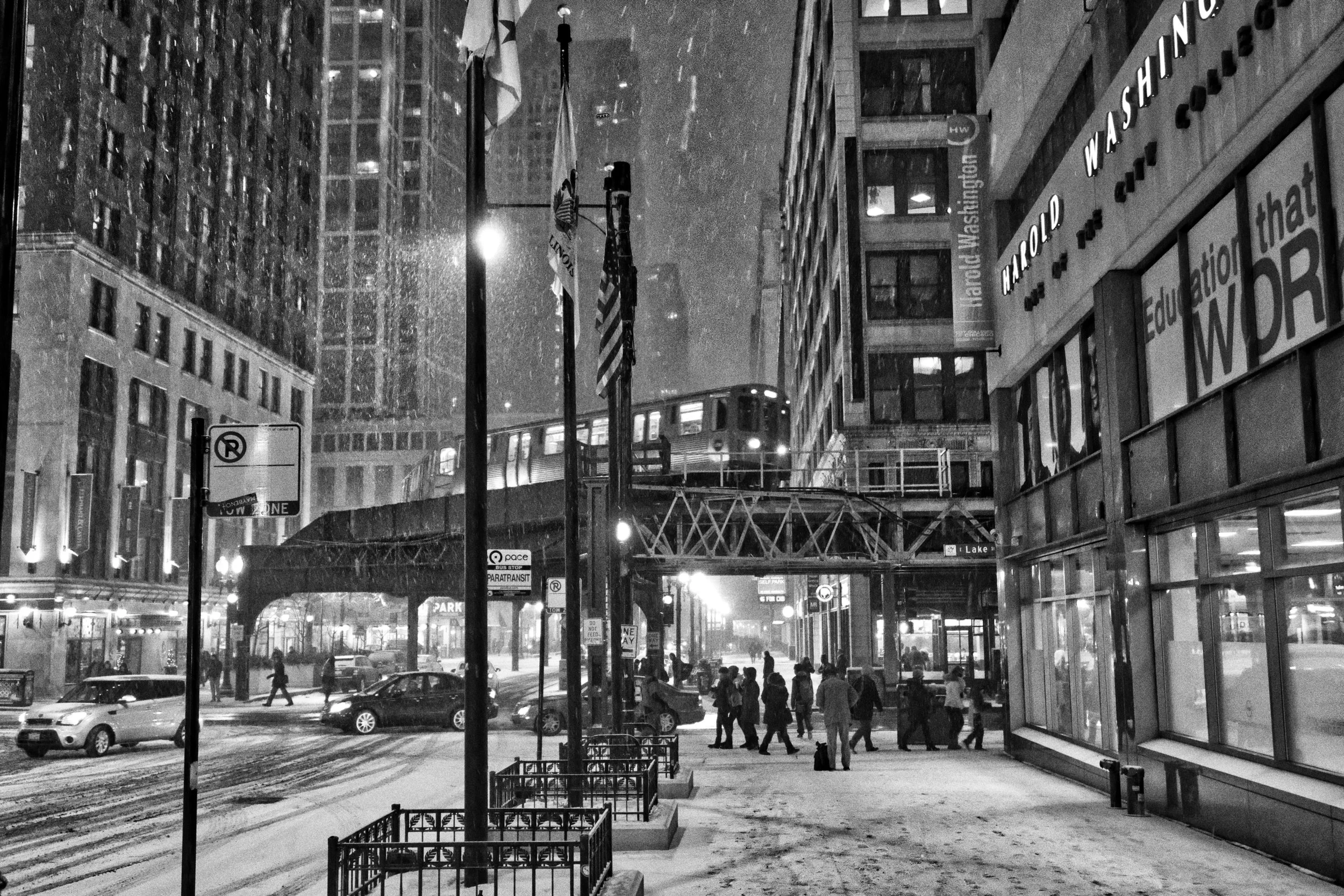L train in the snow - Chicago, IL
