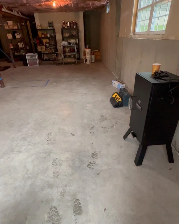 Basement project incoming! Laid out some chalk lines based on blueprints.