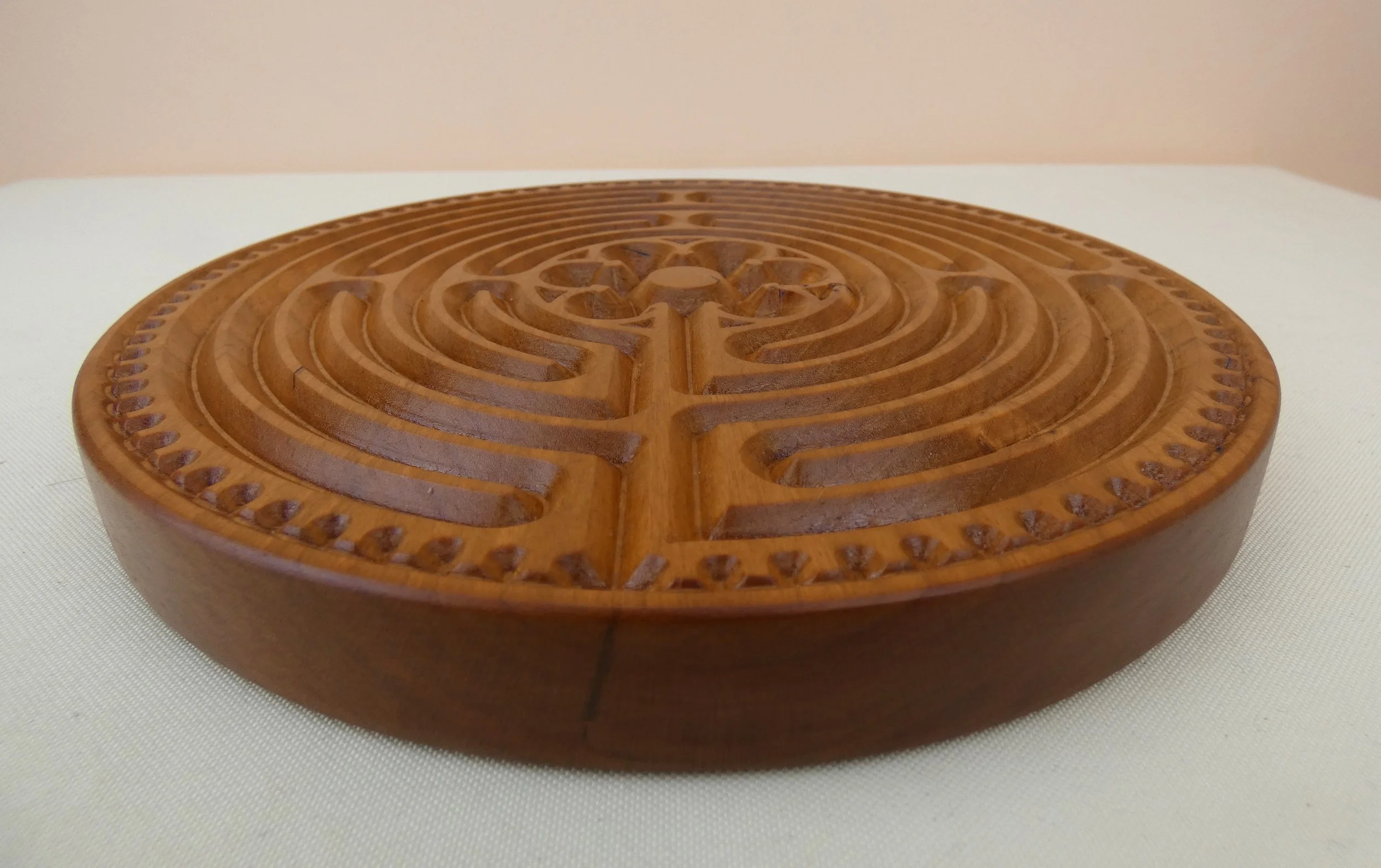Chartres Round Cherry large Wooden Mediation Finger Labyrinth — The ...