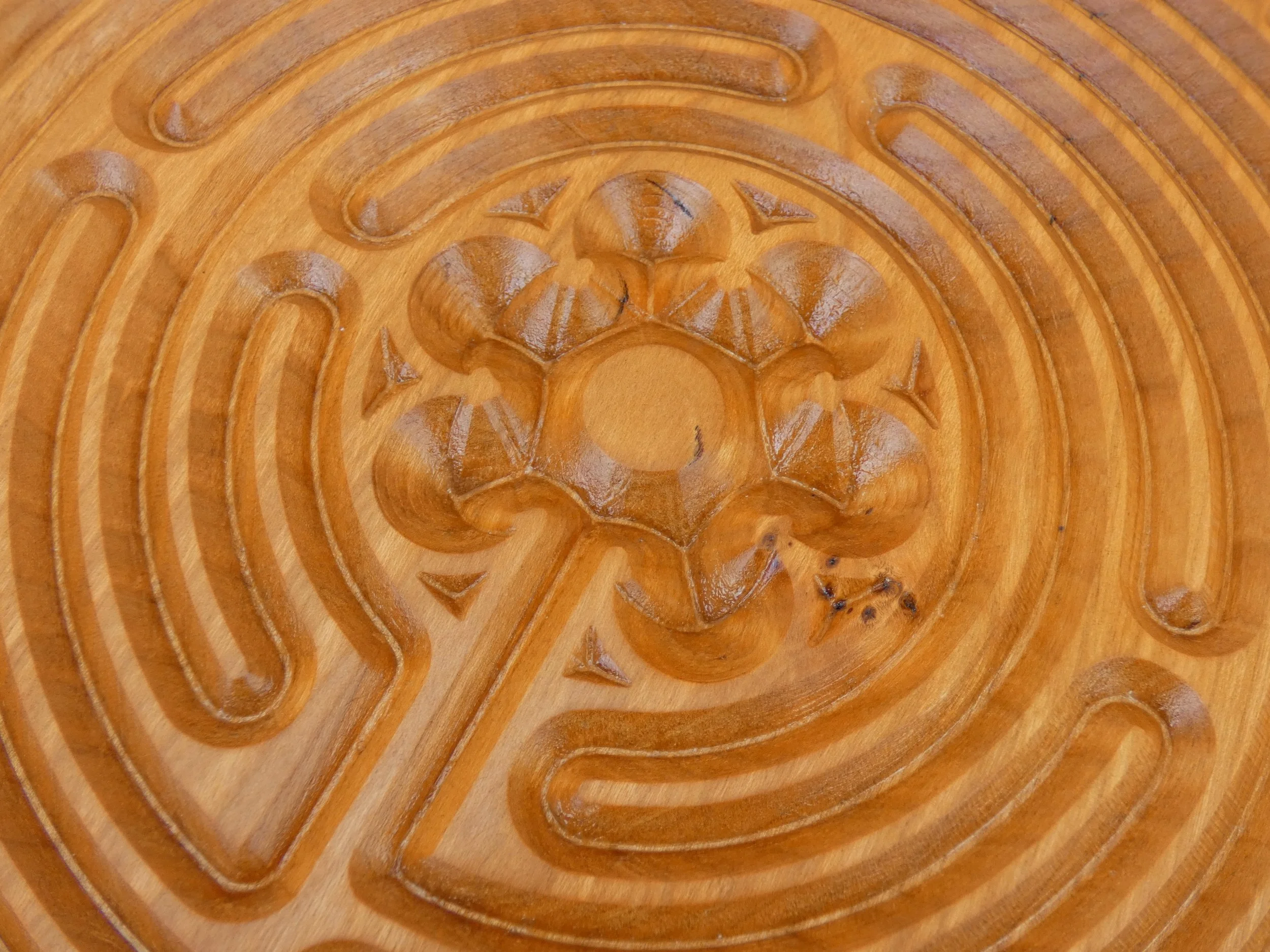 Chartres Round Cherry large Wooden Mediation Finger Labyrinth — The ...