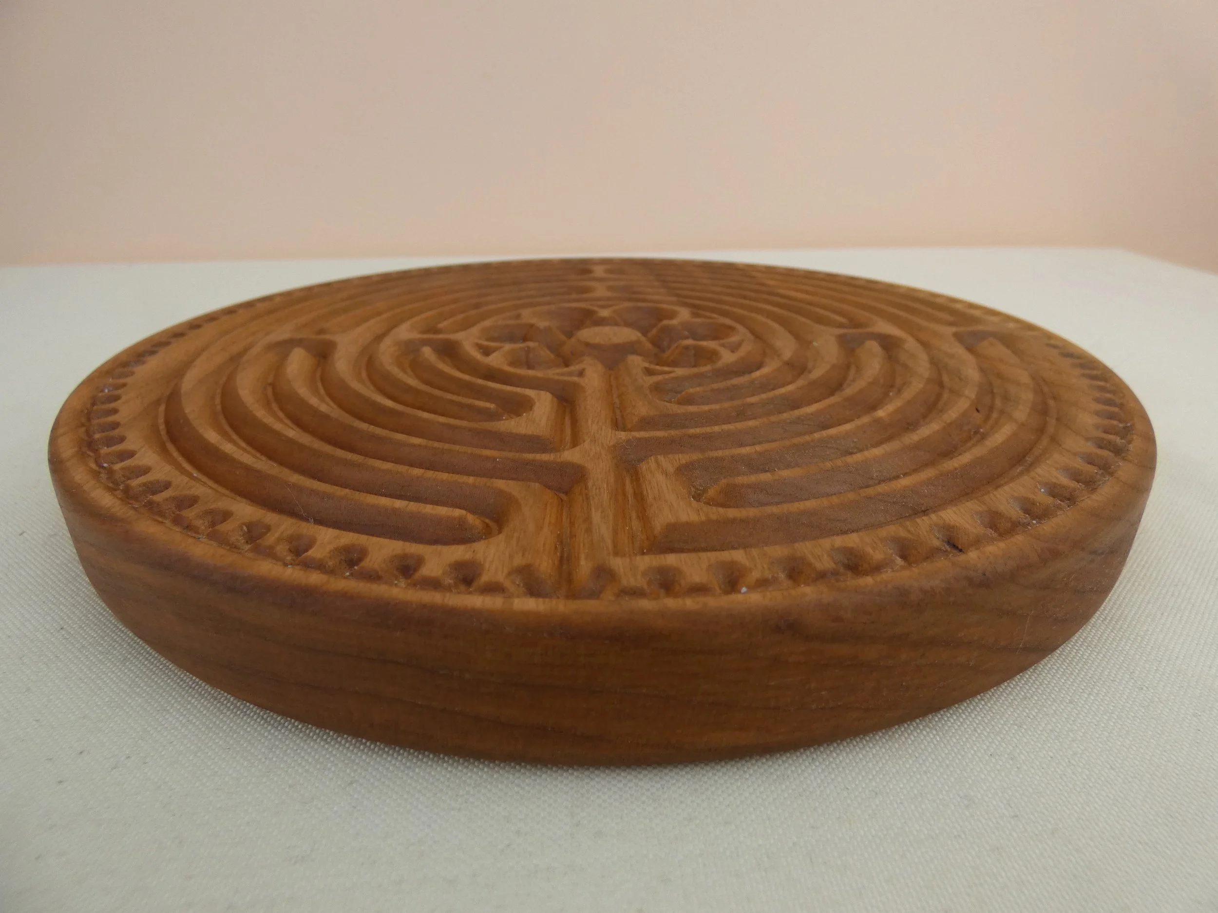 Chartres Round Cherry large Wooden Mediation Finger Labyrinth — The ...
