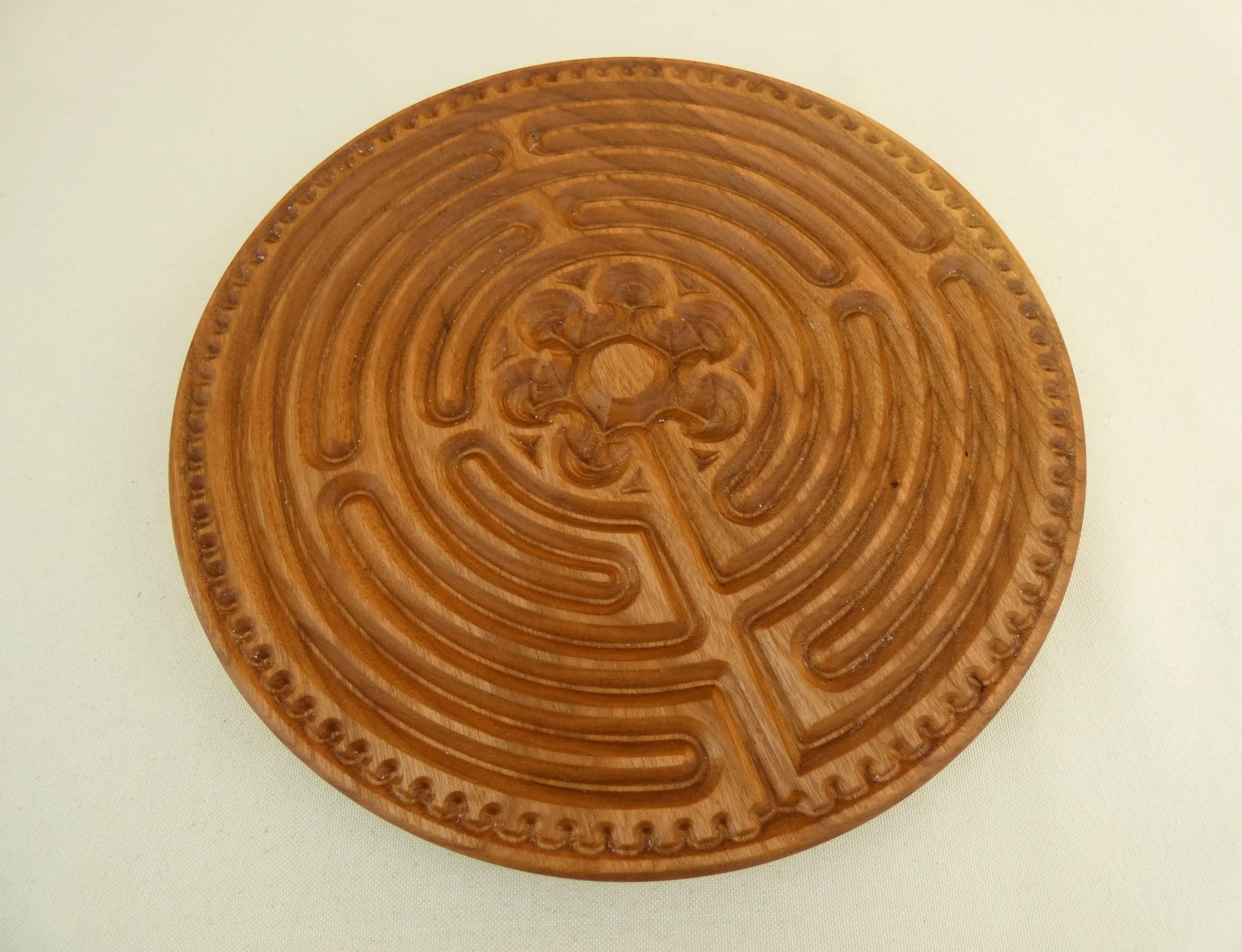 Chartres Round Cherry large Wooden Mediation Finger Labyrinth — The ...
