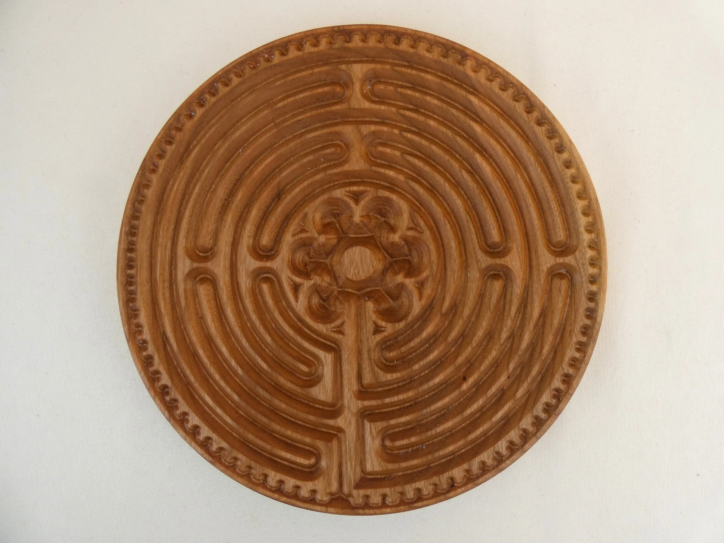 Chartres Round Cherry large Wooden Mediation Finger Labyrinth — The ...