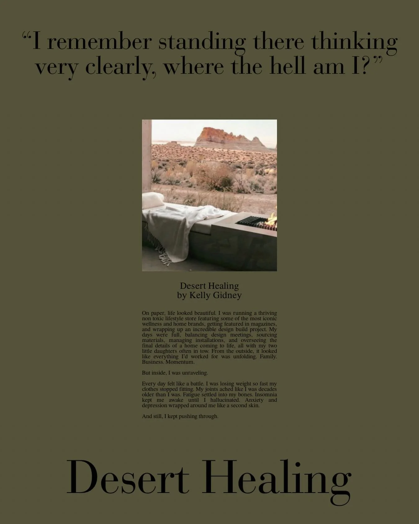 On paper, life looked beautiful.

I was running a thriving non toxic lifestyle store featuring some of the most iconic wellness and home brands, getting featured in magazines, and wrapping up an incredible design build project. My days were full, bal