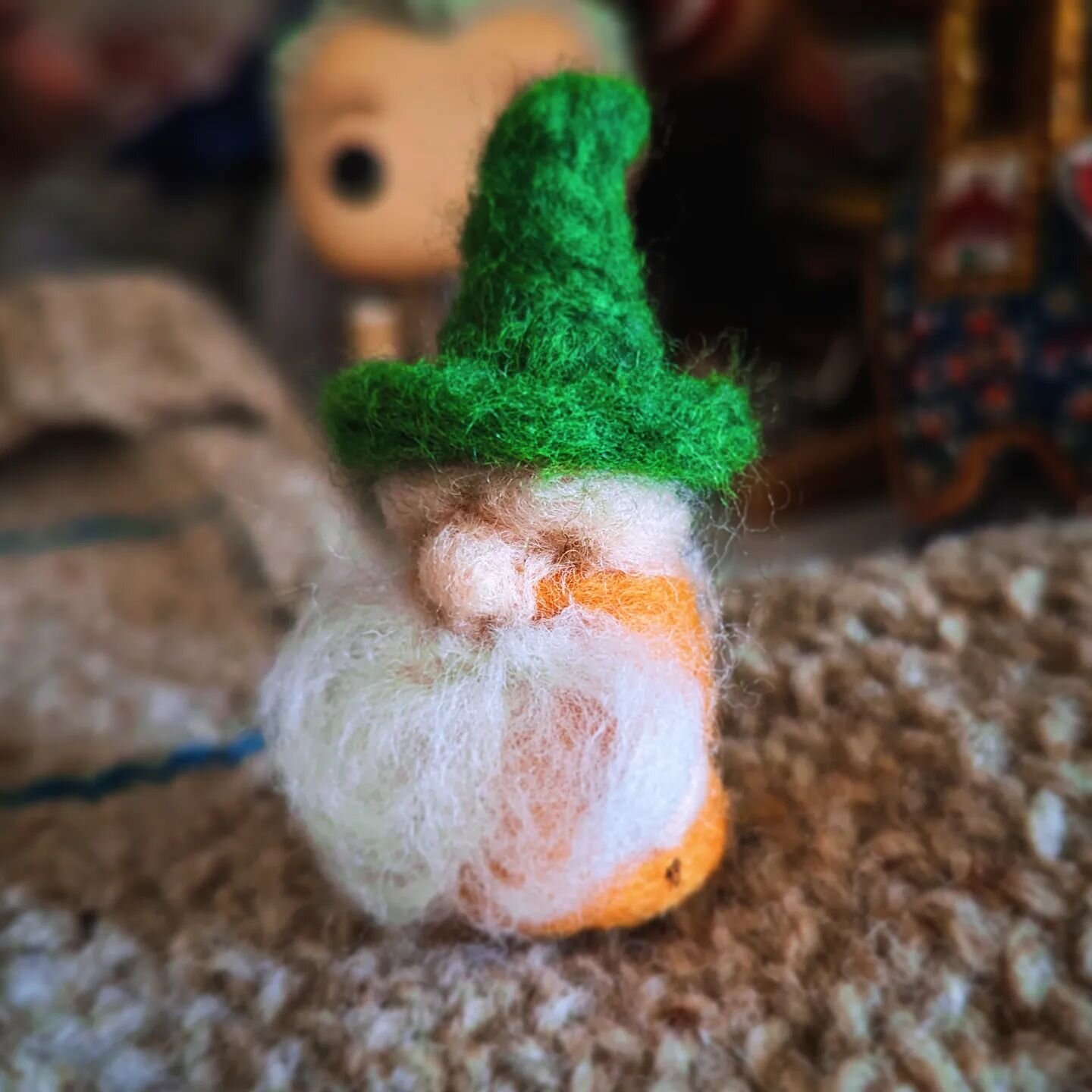 Uh oh... New hobby unlocked. I took @gnomoremrfungi 's felted gnome class at @charliesqueerbooks . Now I'm gonna have to make a million little guys. I now understand @rachel.maksy 's unquenchable thirst for little felted guys.