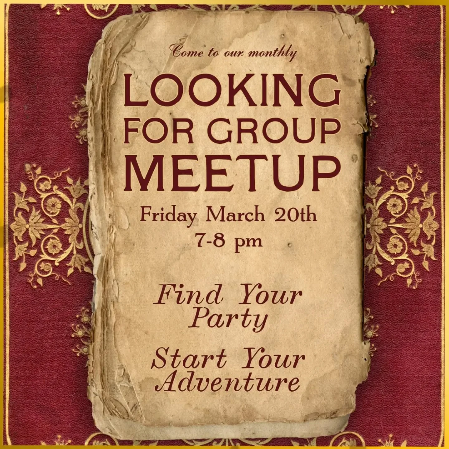This hour-long mixer is a great way to meet your nerdy neighbors and find that game you've been hankering for. Find your party! Join a table! Play RPGs!
Come to Chance Encounter Games this Friday 3/20 7-8 pm for our March Looking For Group Meetup.