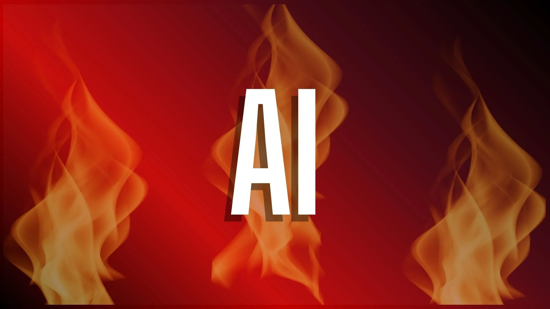 The letters "AI" against a red background of flames