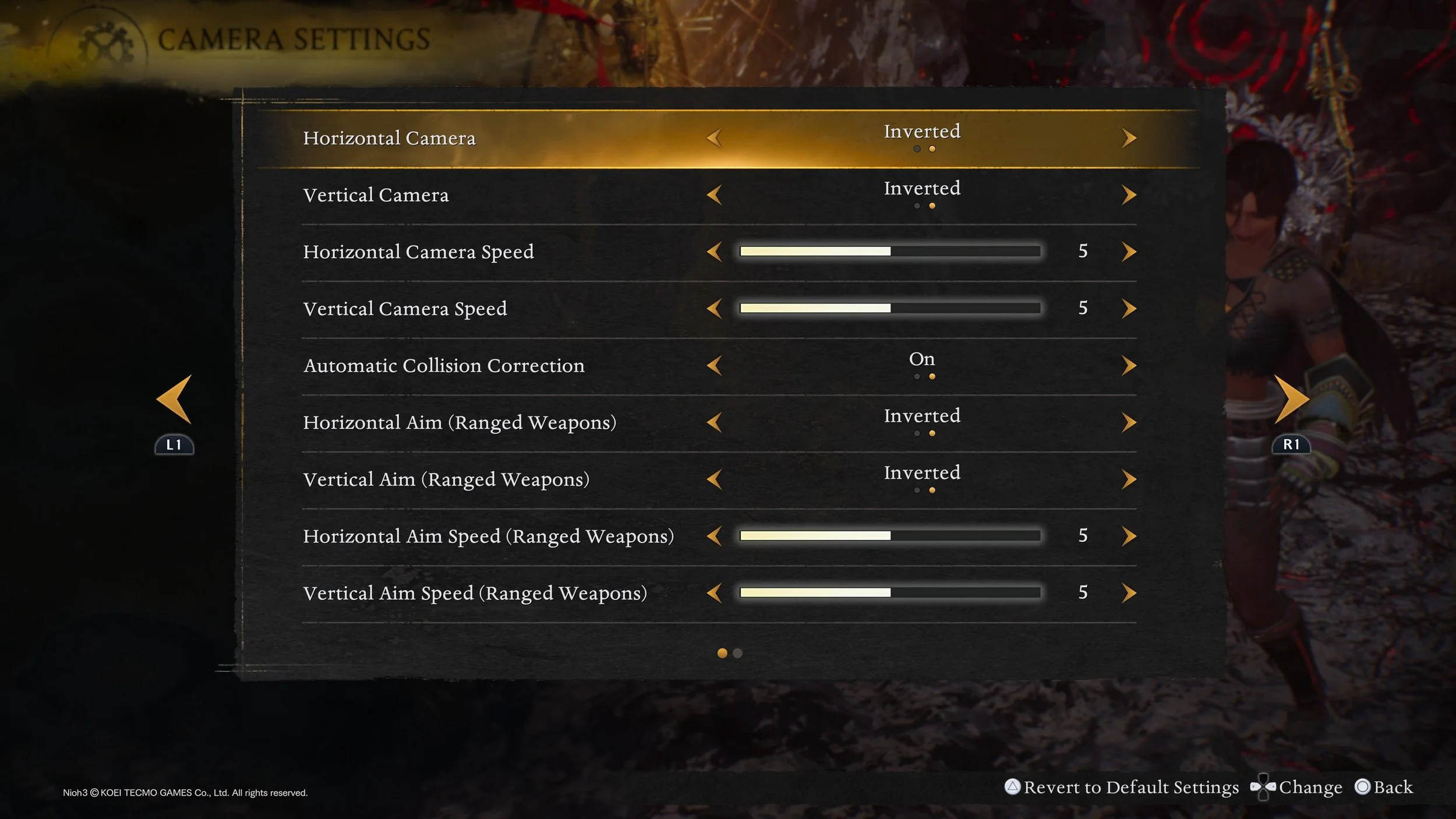 Previews of *some* of Nioh 3's menus