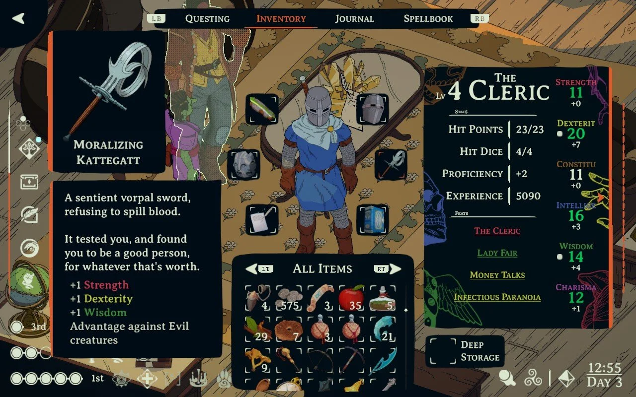 Character inventory &amp; menu UI