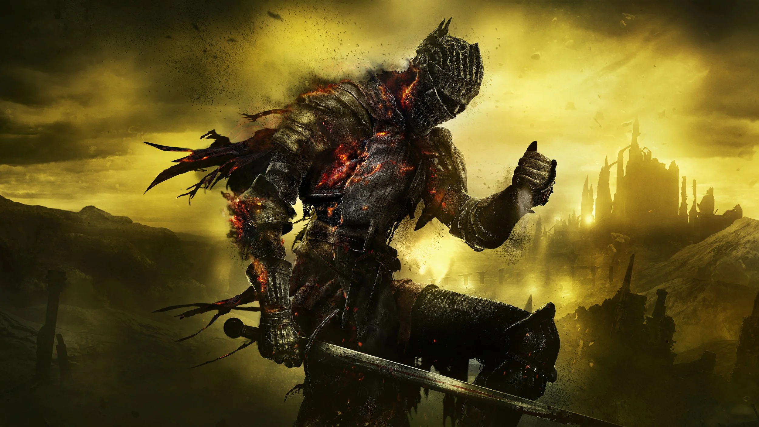Dark Souls III key art showing a smoldering knight