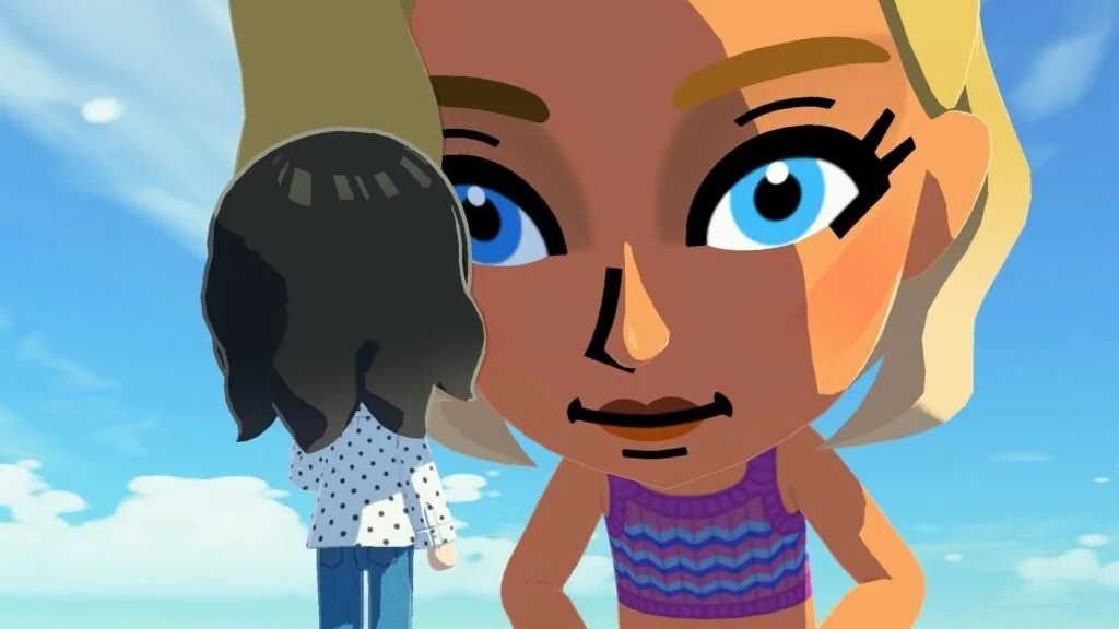 Giant Mii staring at the player character in Tomodachi Life