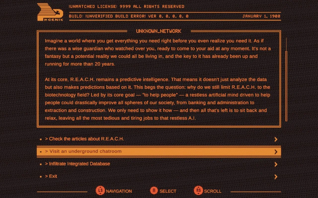 In-game document accessed via computer terminal. Image is an example of the game's simplified font