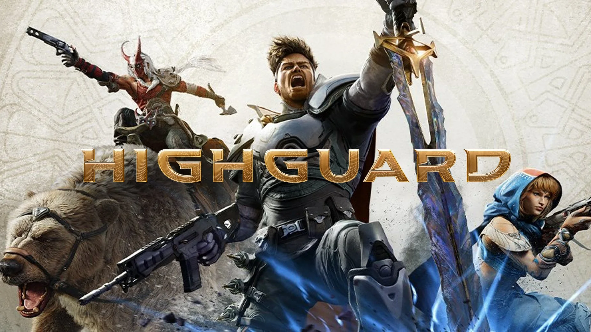 Highguard key art showing the hero characters behind the title