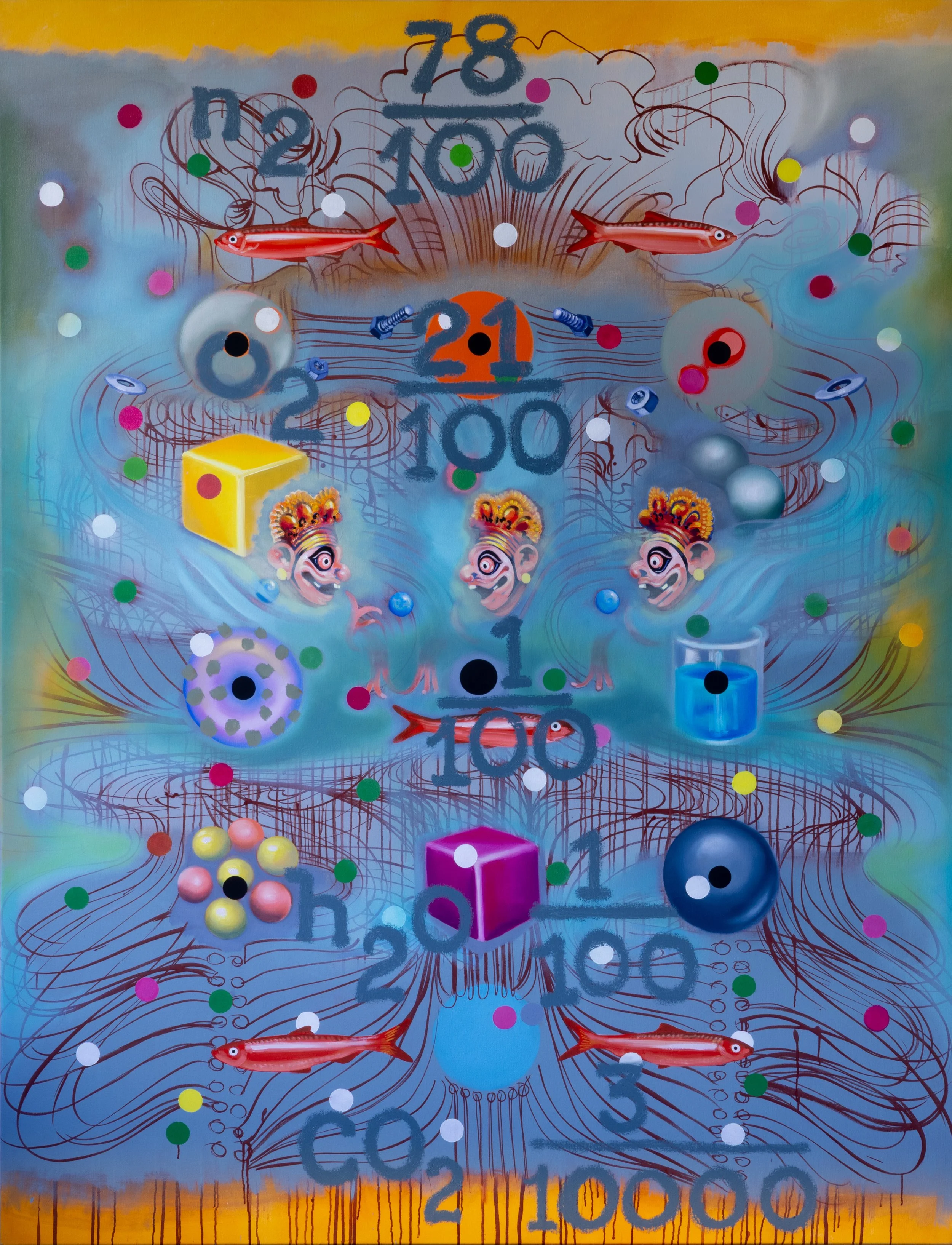 Forms of Matter. Oil and acrylic on canvas 2025-26. 198x153m